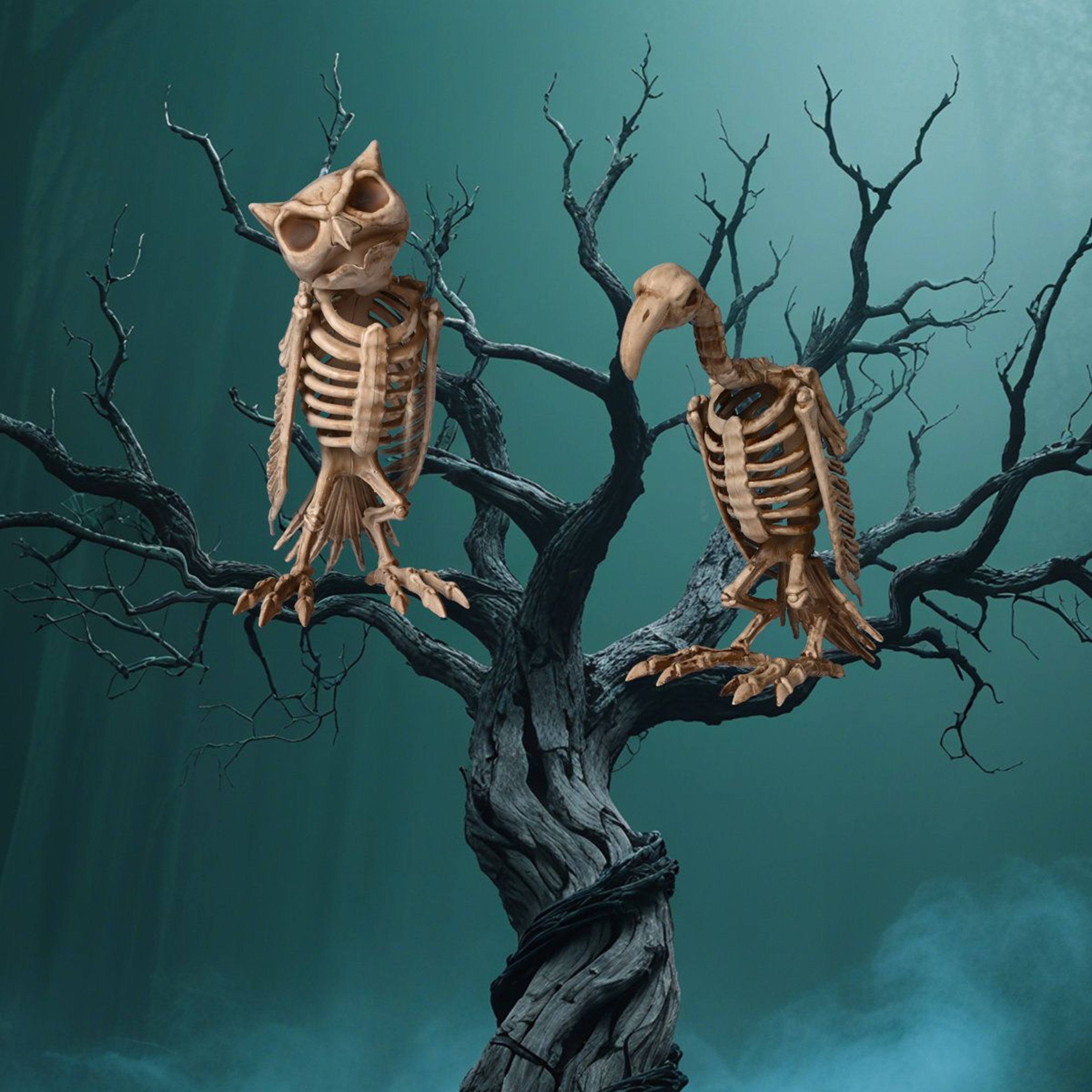 Halloween Vulture And Owl Skeleton Decorations Plastic Bird Figurines For Indoor And Outdoor Displa 3