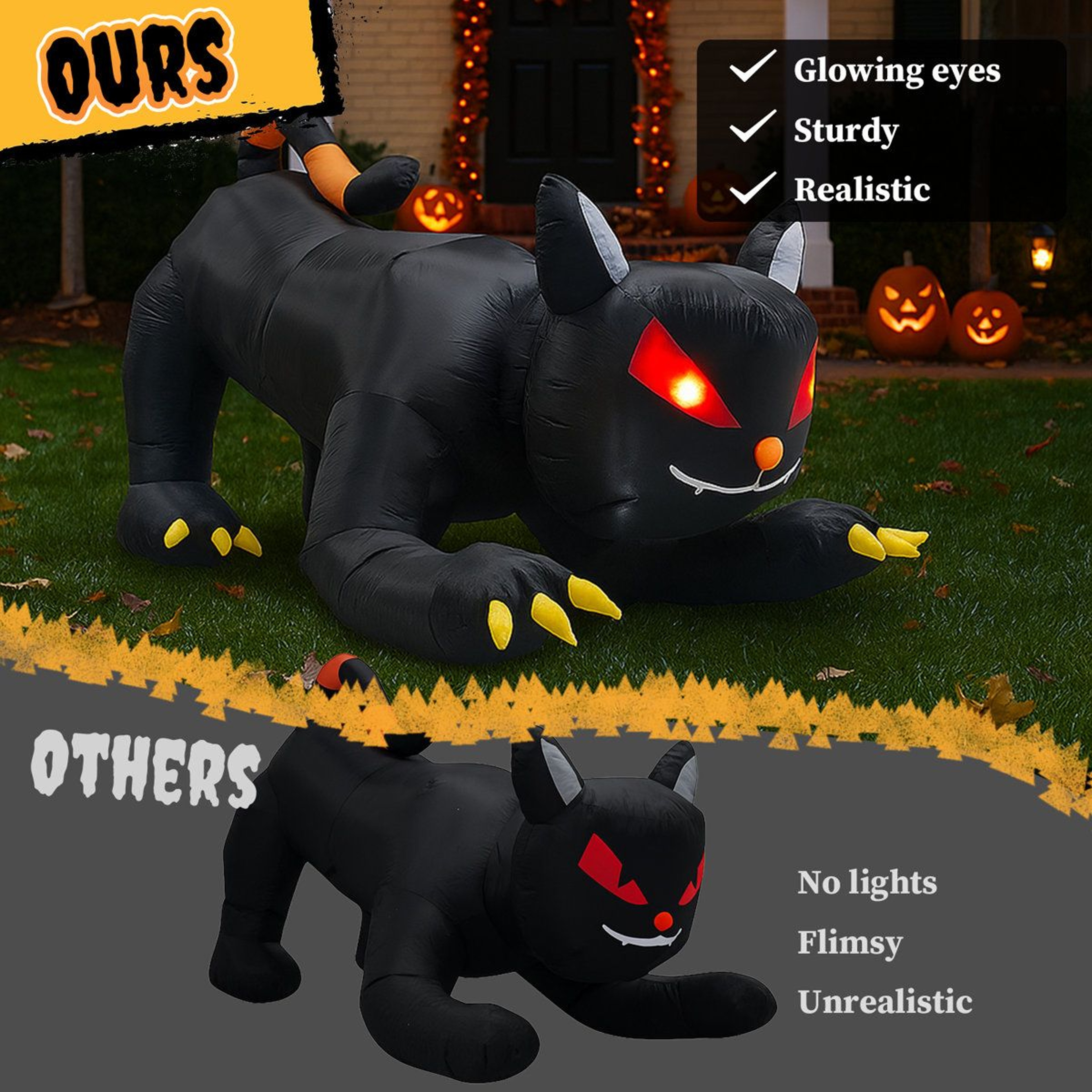 Inflatable Halloween Black Cat Decoration With LED Lights For Indoor And Outdoor Display 2