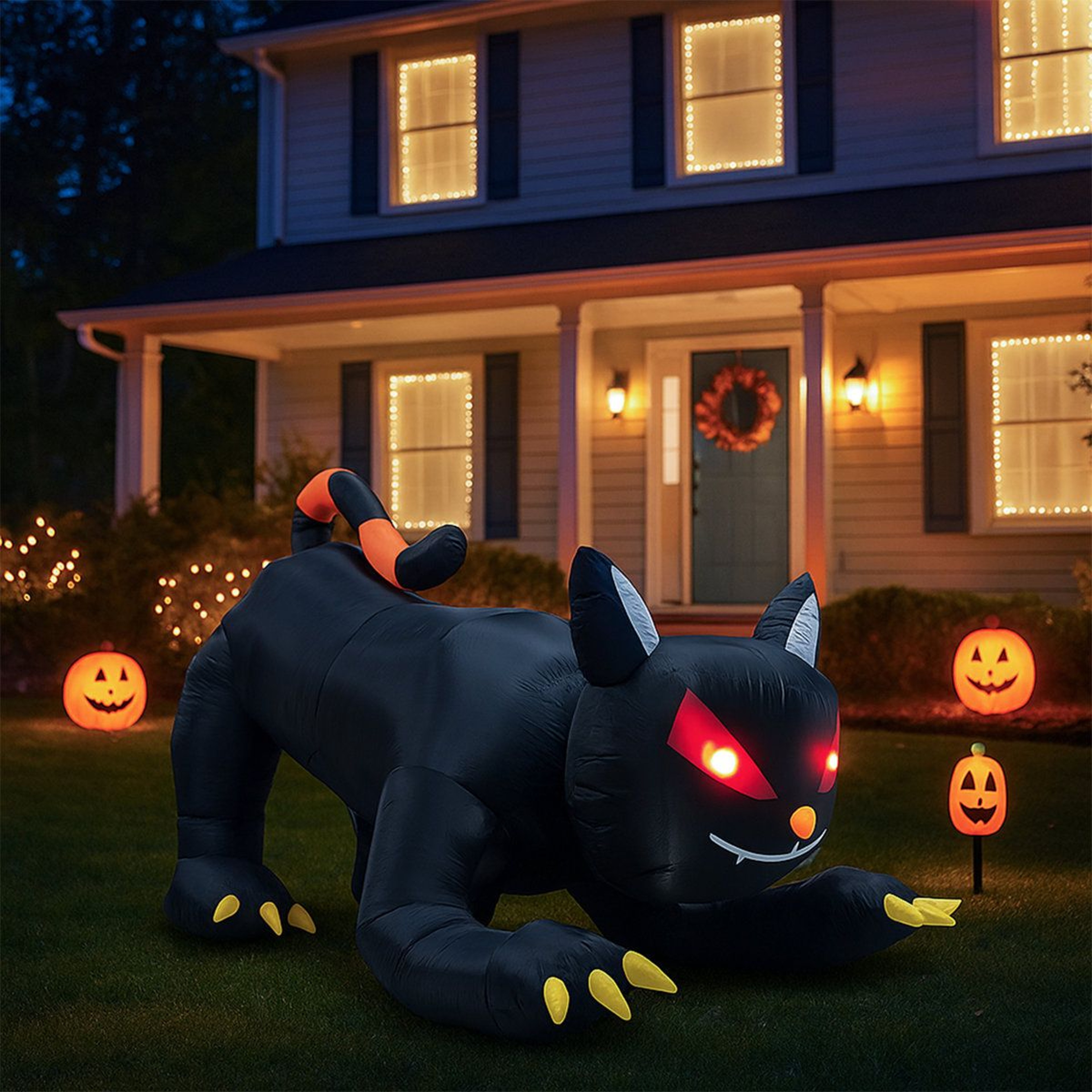 Inflatable Halloween Black Cat Decoration With LED Lights For Indoor And Outdoor Display 4