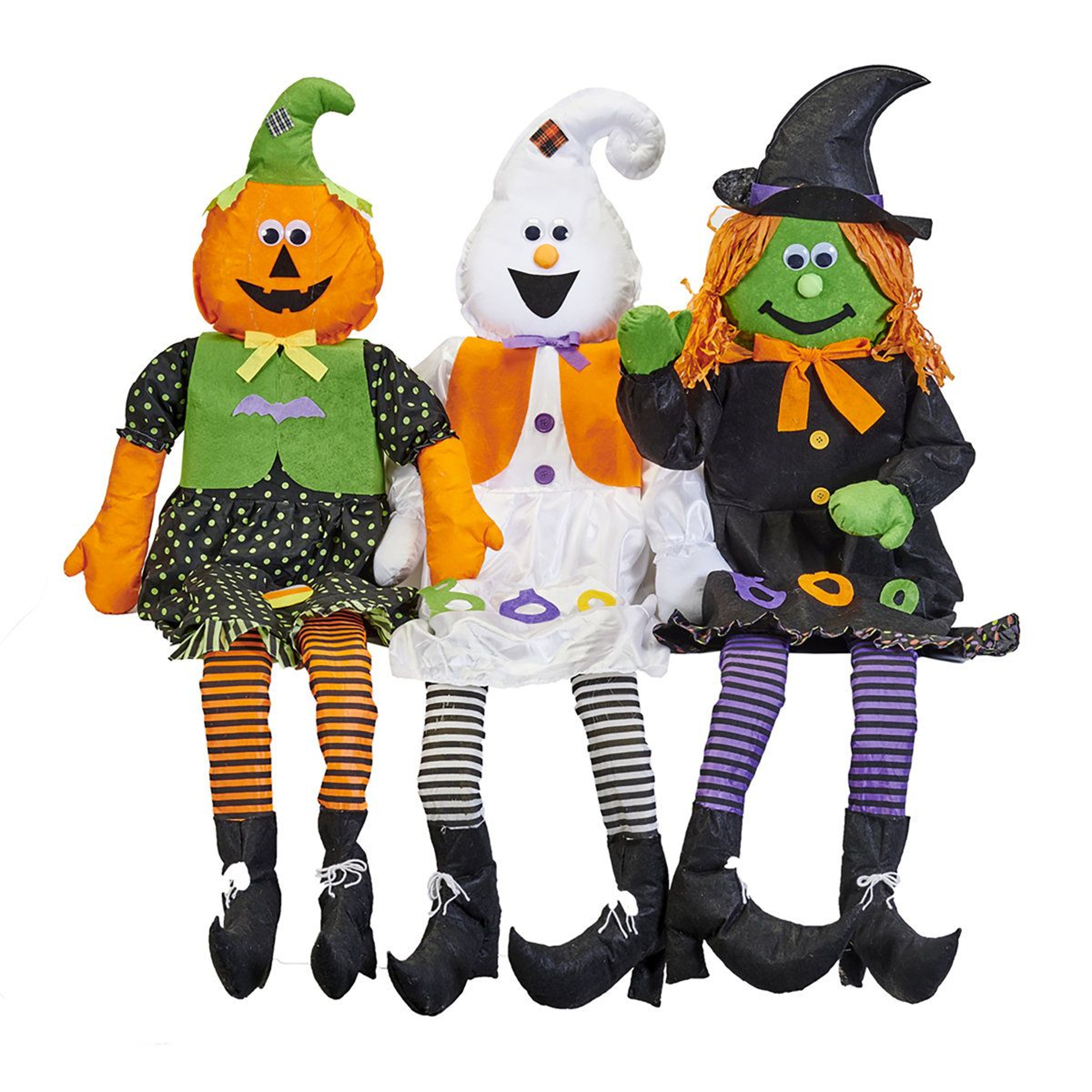 Lifesize Sitting Halloween Decorations Ghost Witch And Jack O Lantern 3