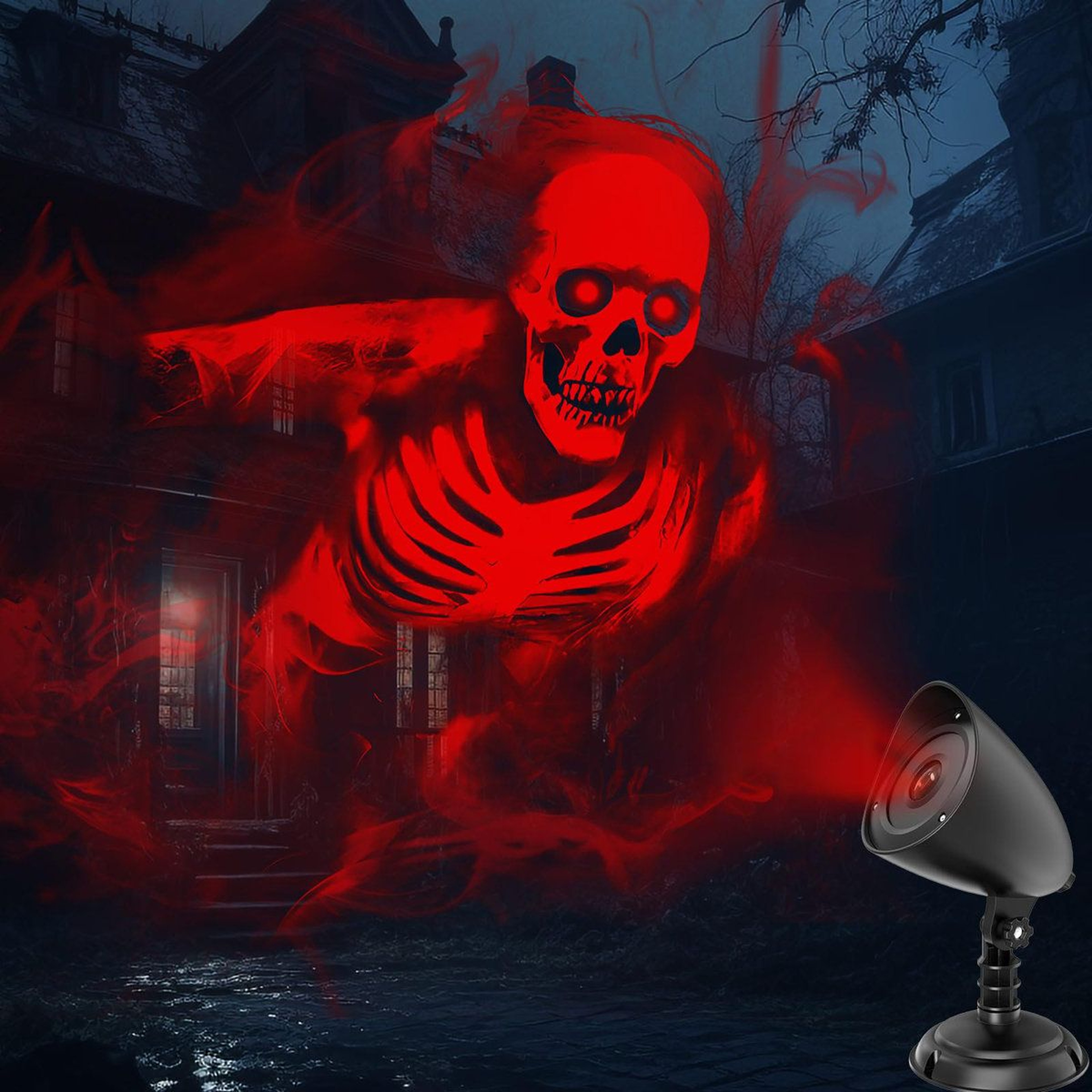 Halloween Skull Projector Lights With Dynamic LED Effects For Outdoor Decorations 0
