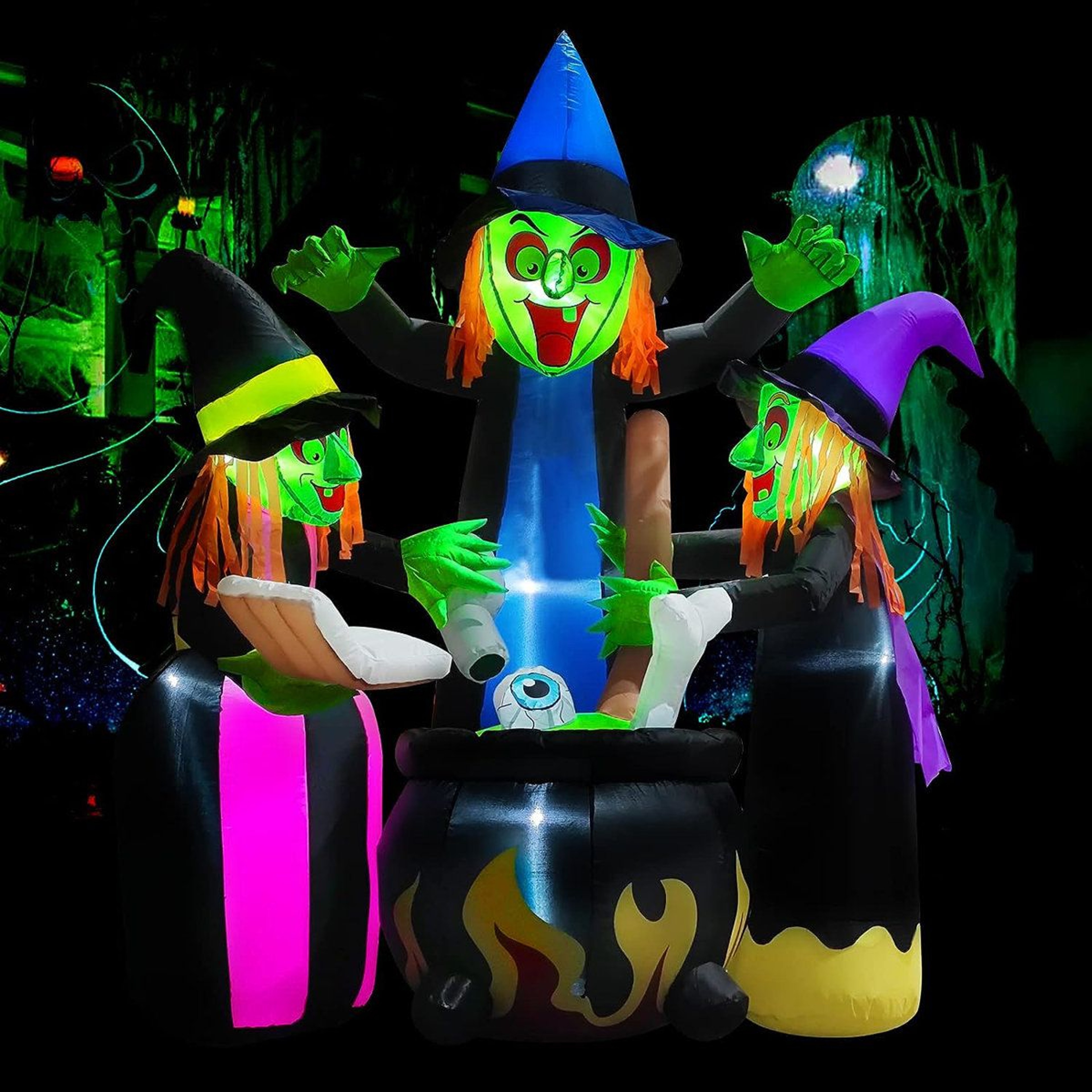 Halloween Inflatable Witches Cauldron Decoration With LED Lights For Outdoor Yard 0