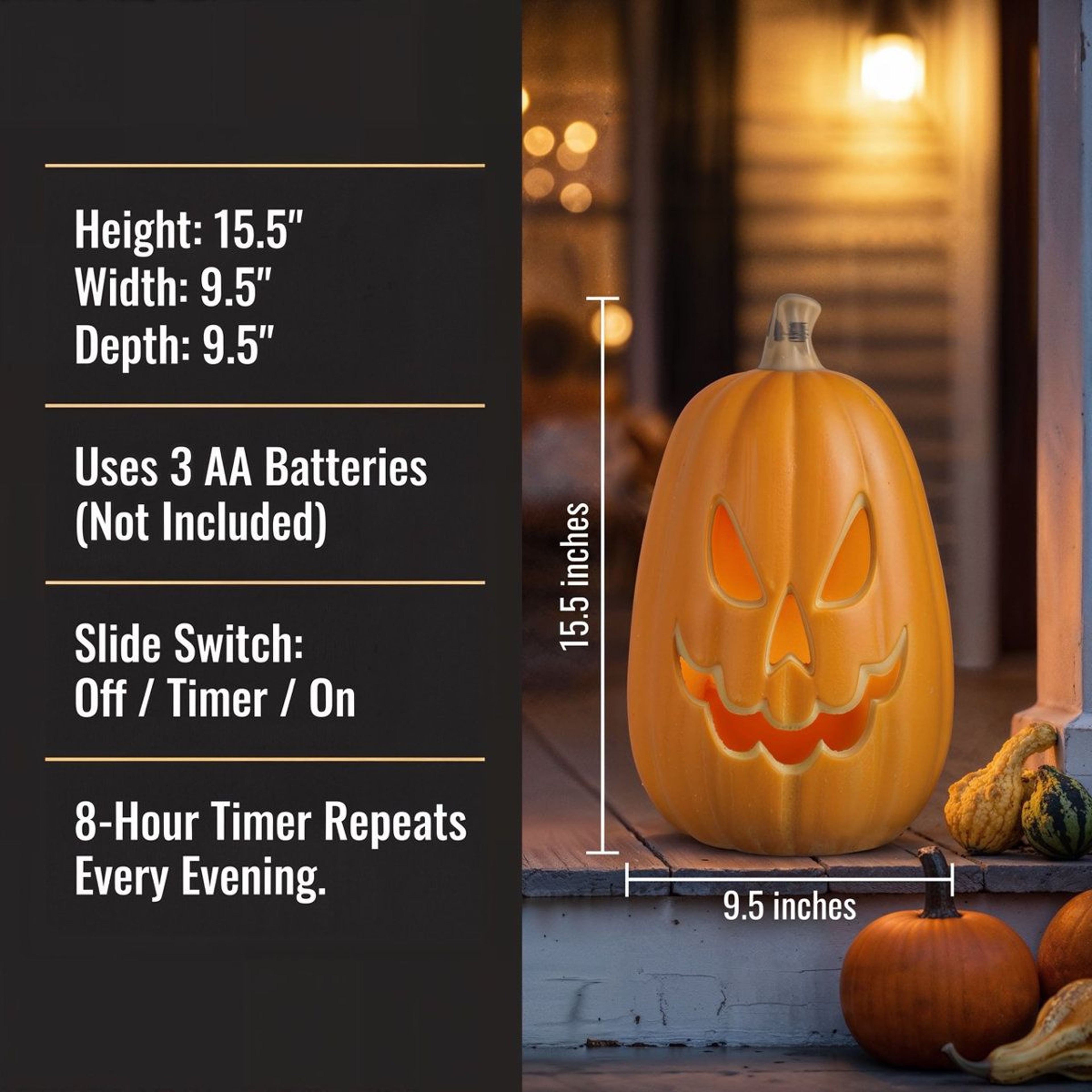 LED Lighted Jack OLantern Pumpkin With Hour Timer For Halloween Decorations 1