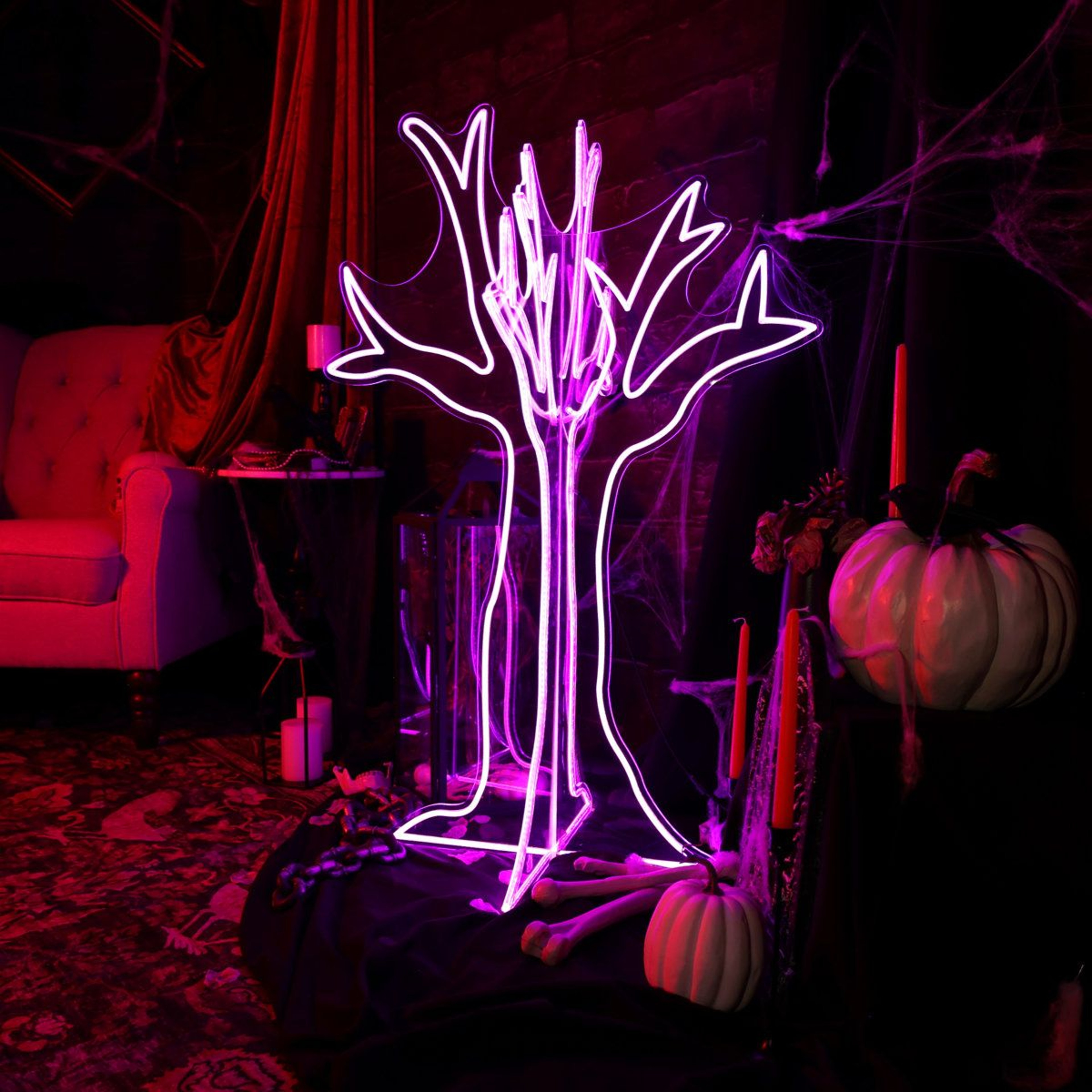 Lighted Halloween Ghost Tree Decoration With Purple LED Lights 4