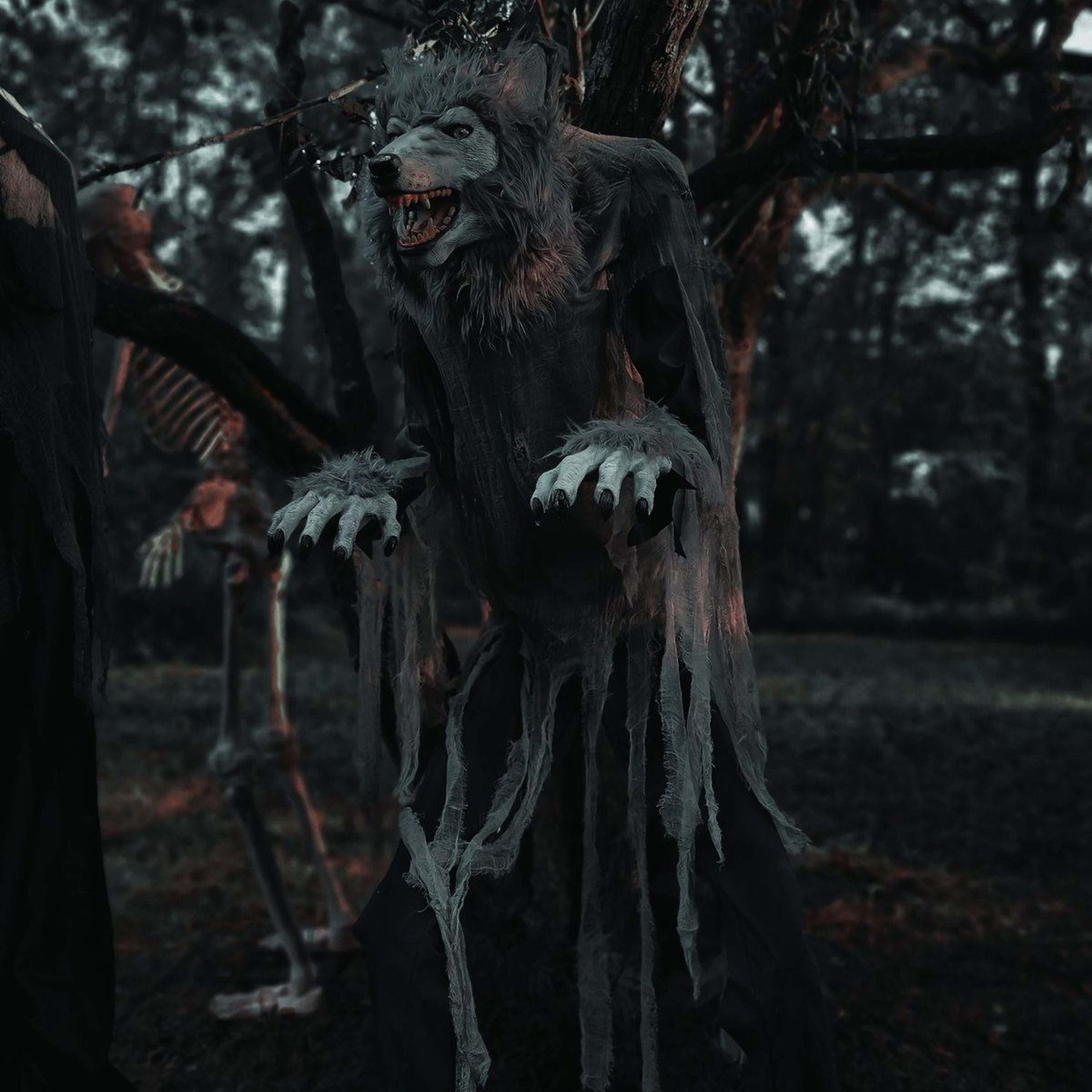 Motion Activated Werewolf Halloween Animatronic With Glowing LED Eyes 1