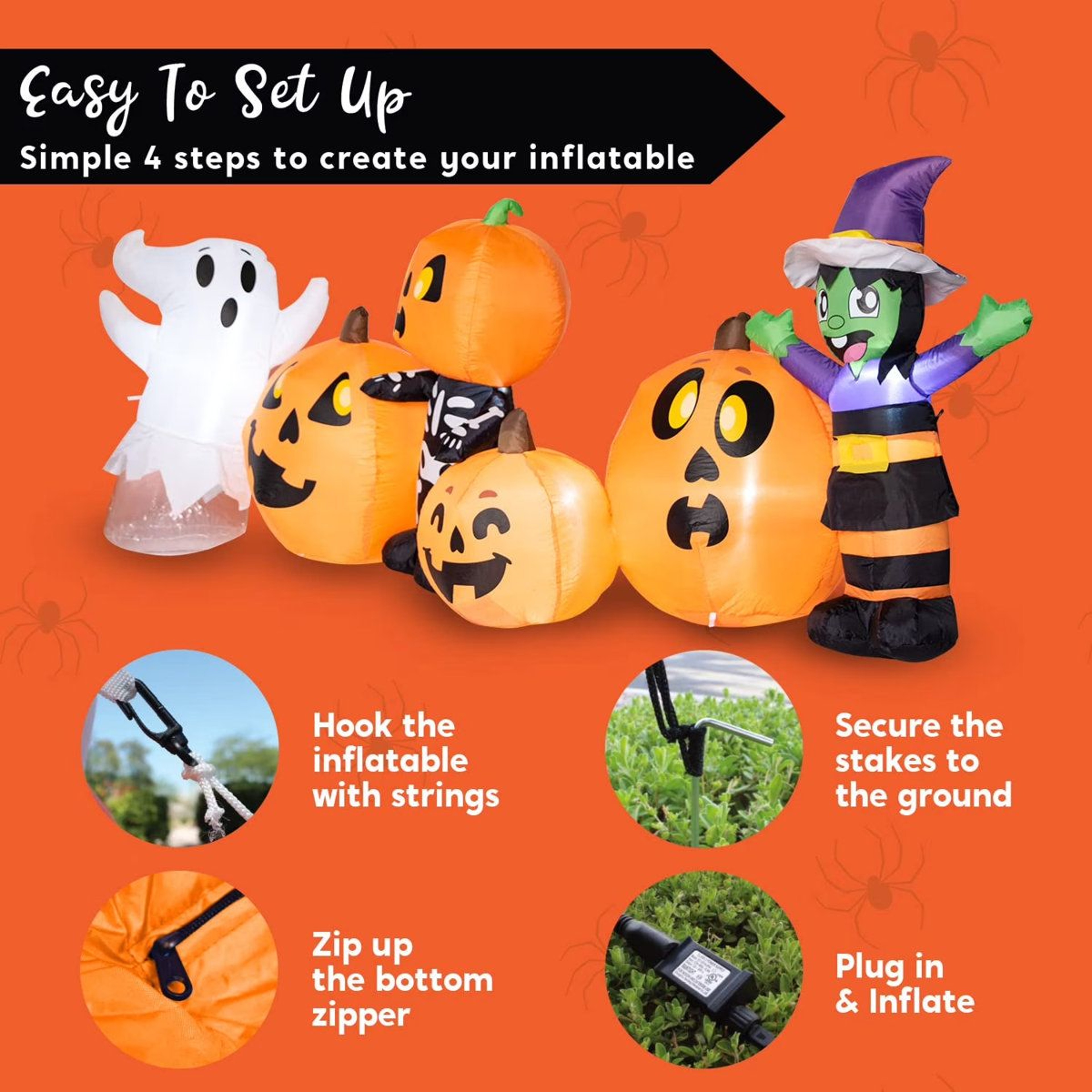 Halloween Inflatable Yard Decoration With Pumpkins Ghosts And LED Lights 4