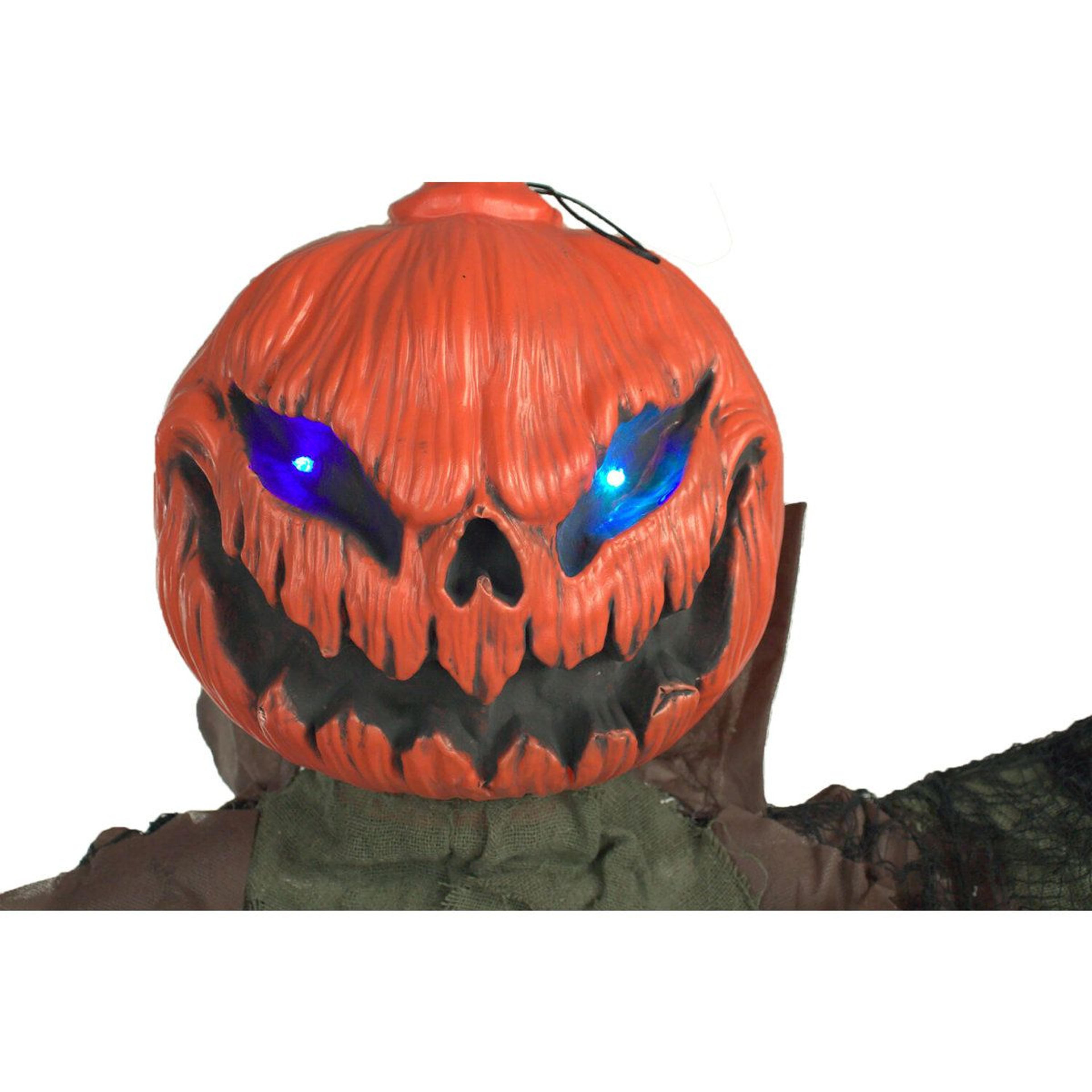 Animatronic Halloween Scarecrow With Light Up Pumpkin Head 4