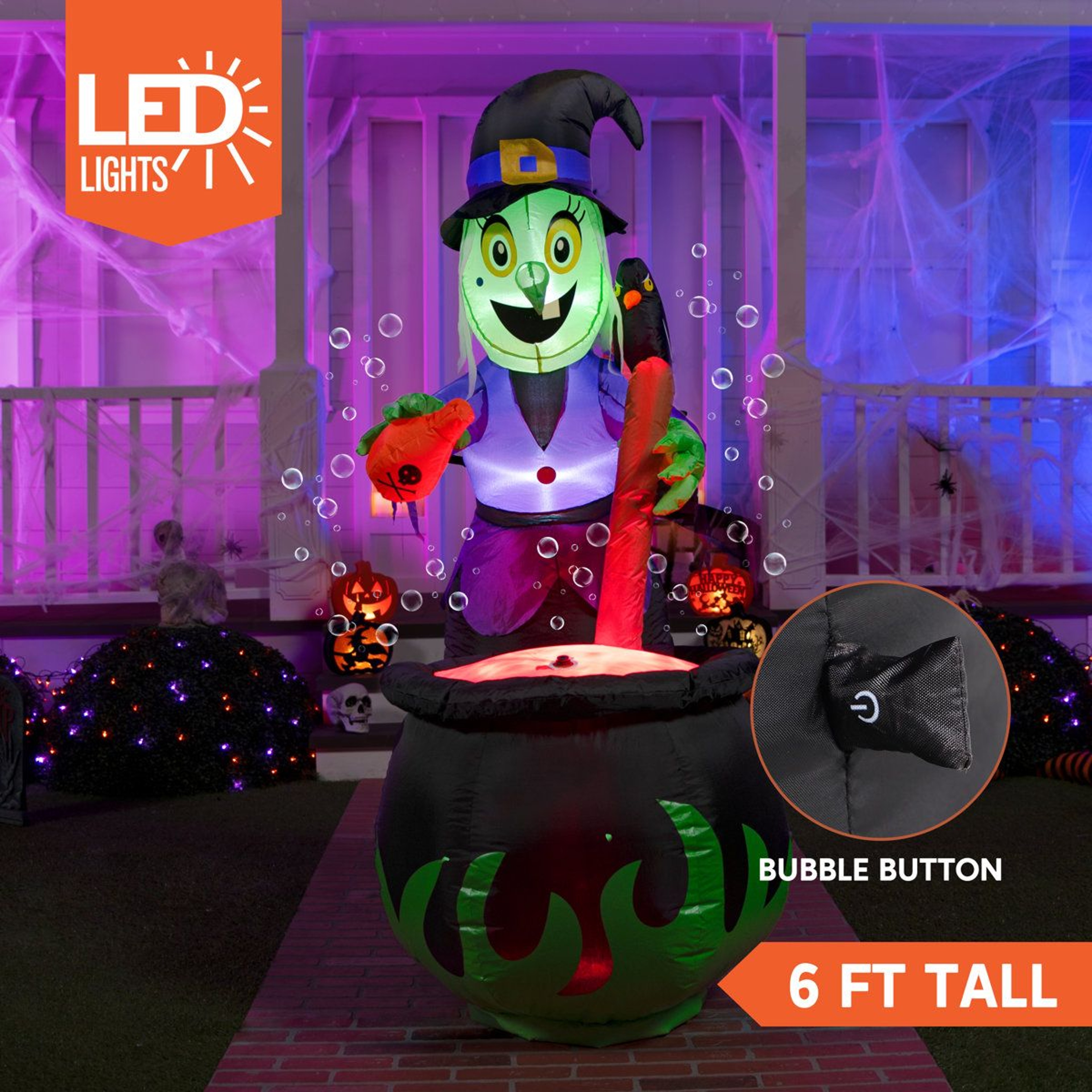 Halloween Witch Inflatable Outdoor Decoration With Cauldron 1