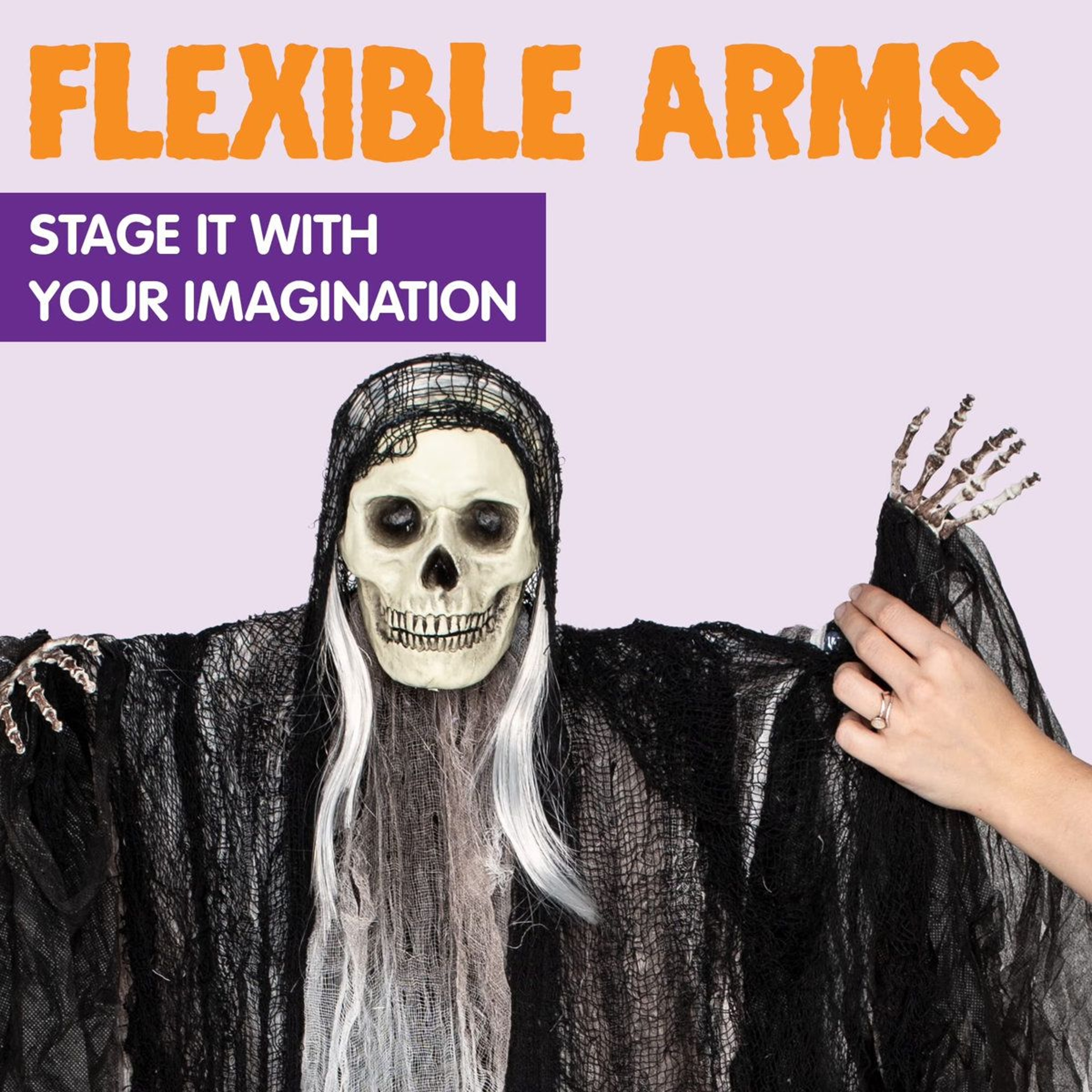 Hanging Halloween Grim Reaper Skeleton Decorations With Adjustable Arms 1
