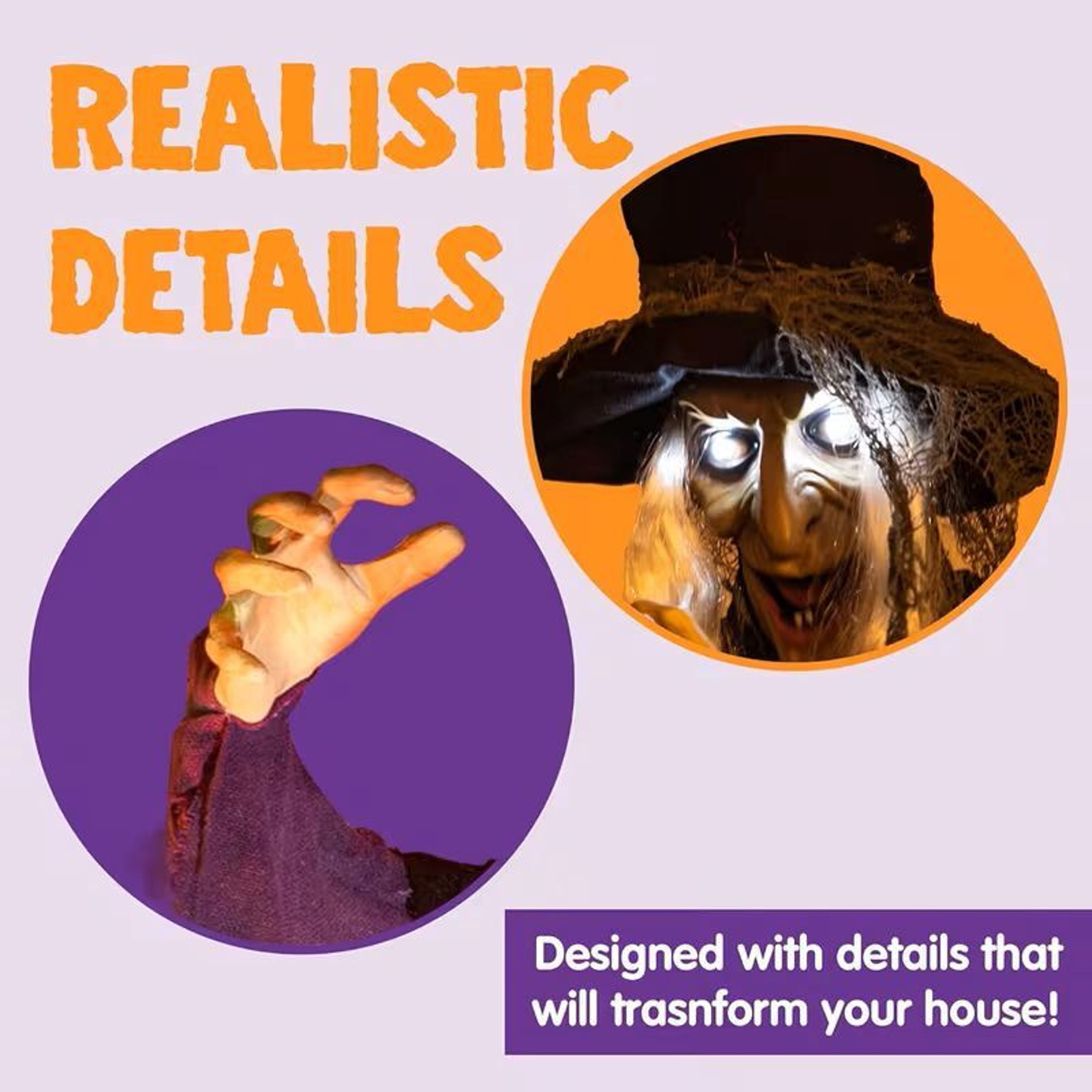 Hanging Halloween Witch Decoration With Light Up Eyes And Sound Activation 4