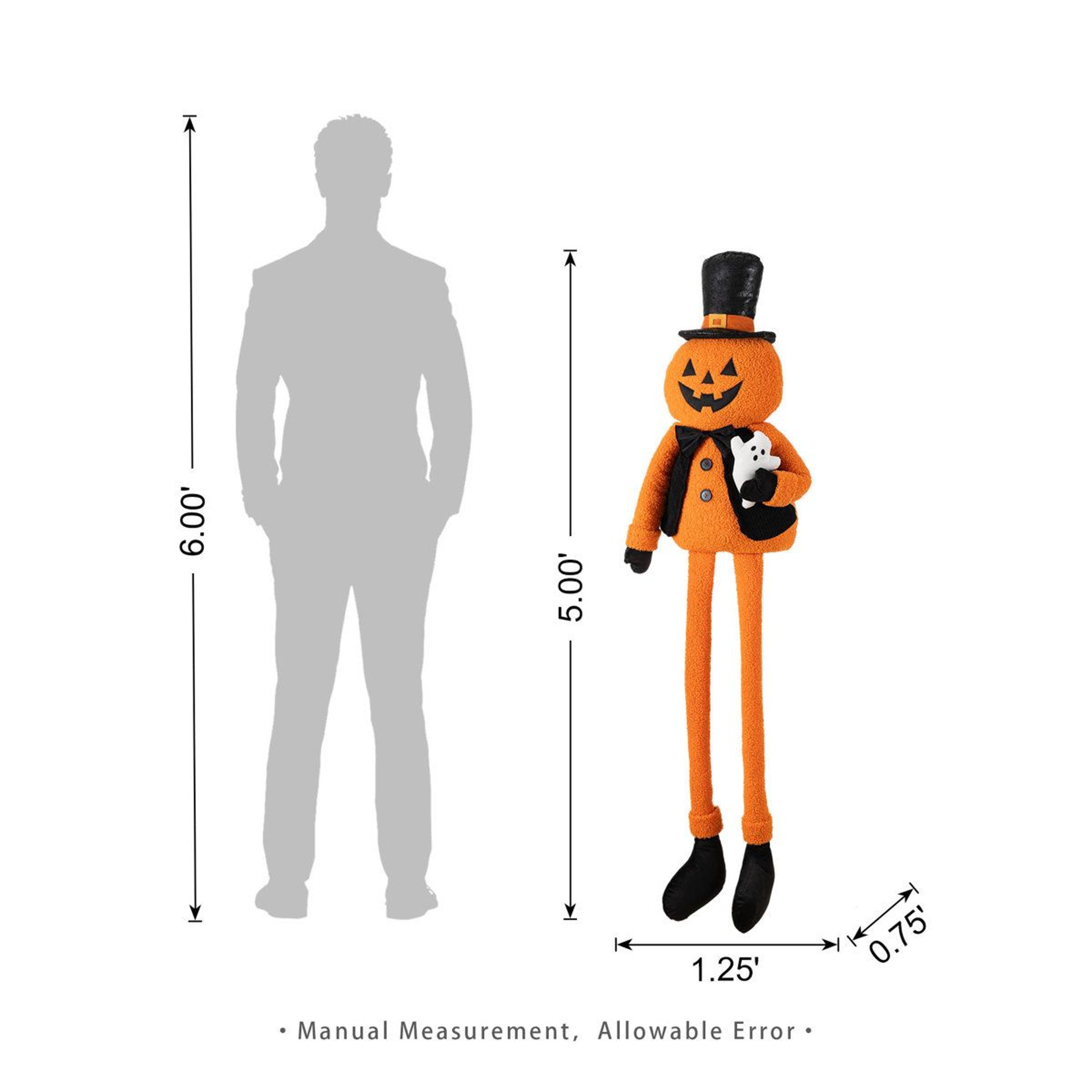 Oversized Halloween Jack O Lantern Figure With Dangling Legs And Top Hat 2