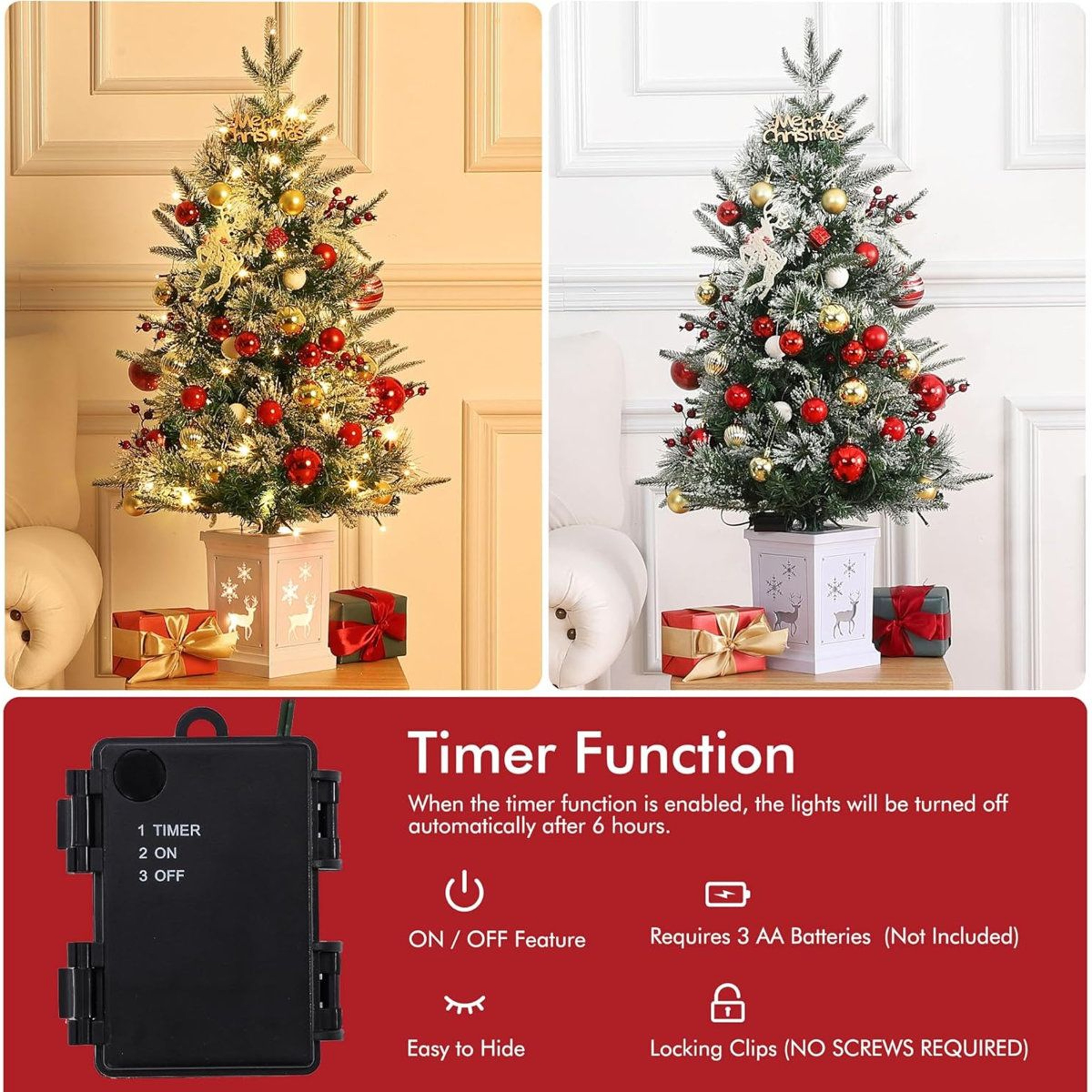 Pre Lit Artificial Christmas Tree With LED Lights And Illuminated Base 1