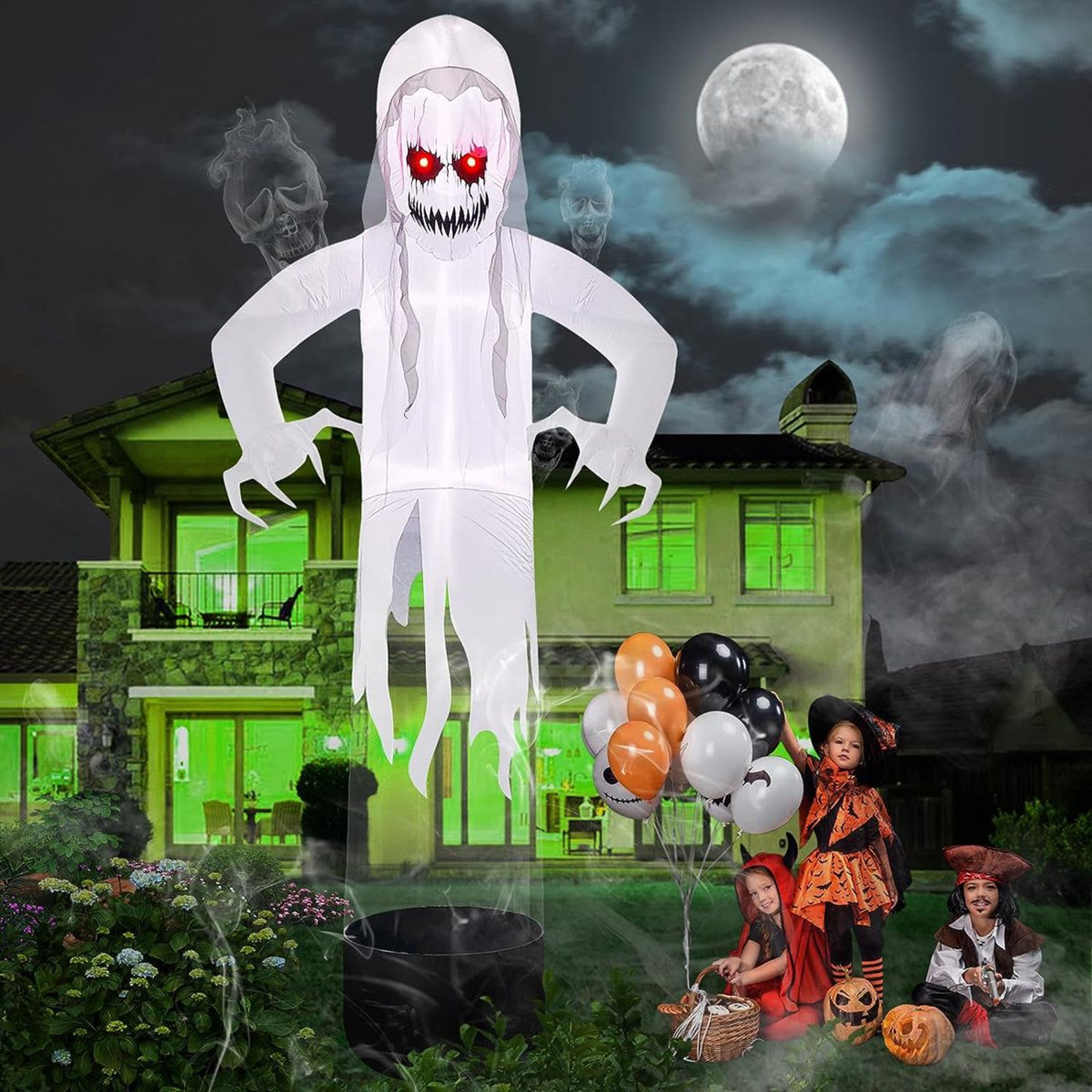 Halloween Inflatable Ghost Decoration With LED Lights For Outdoor Yard Display 0