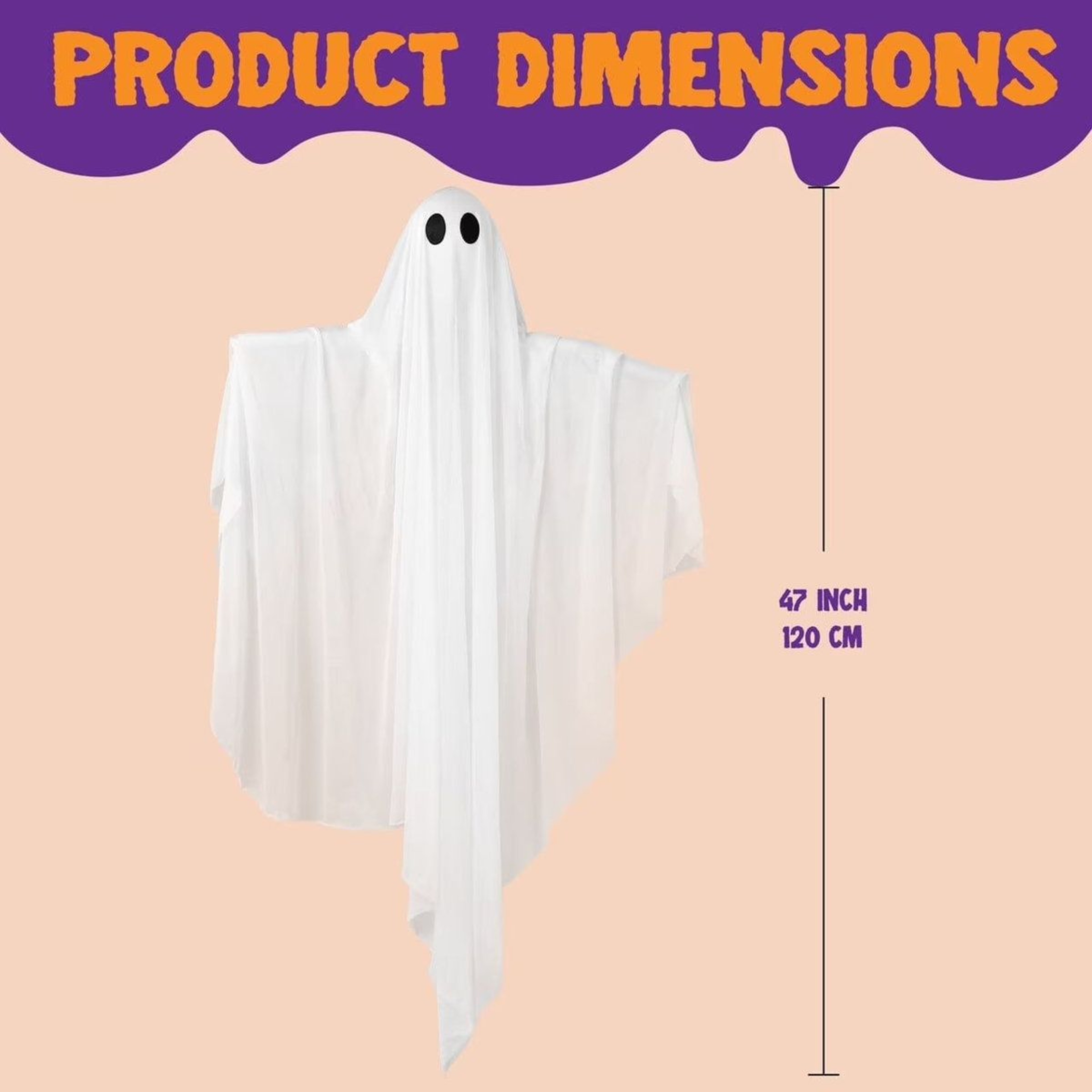Hanging Halloween Ghost Decoration With Blue LED Light 2