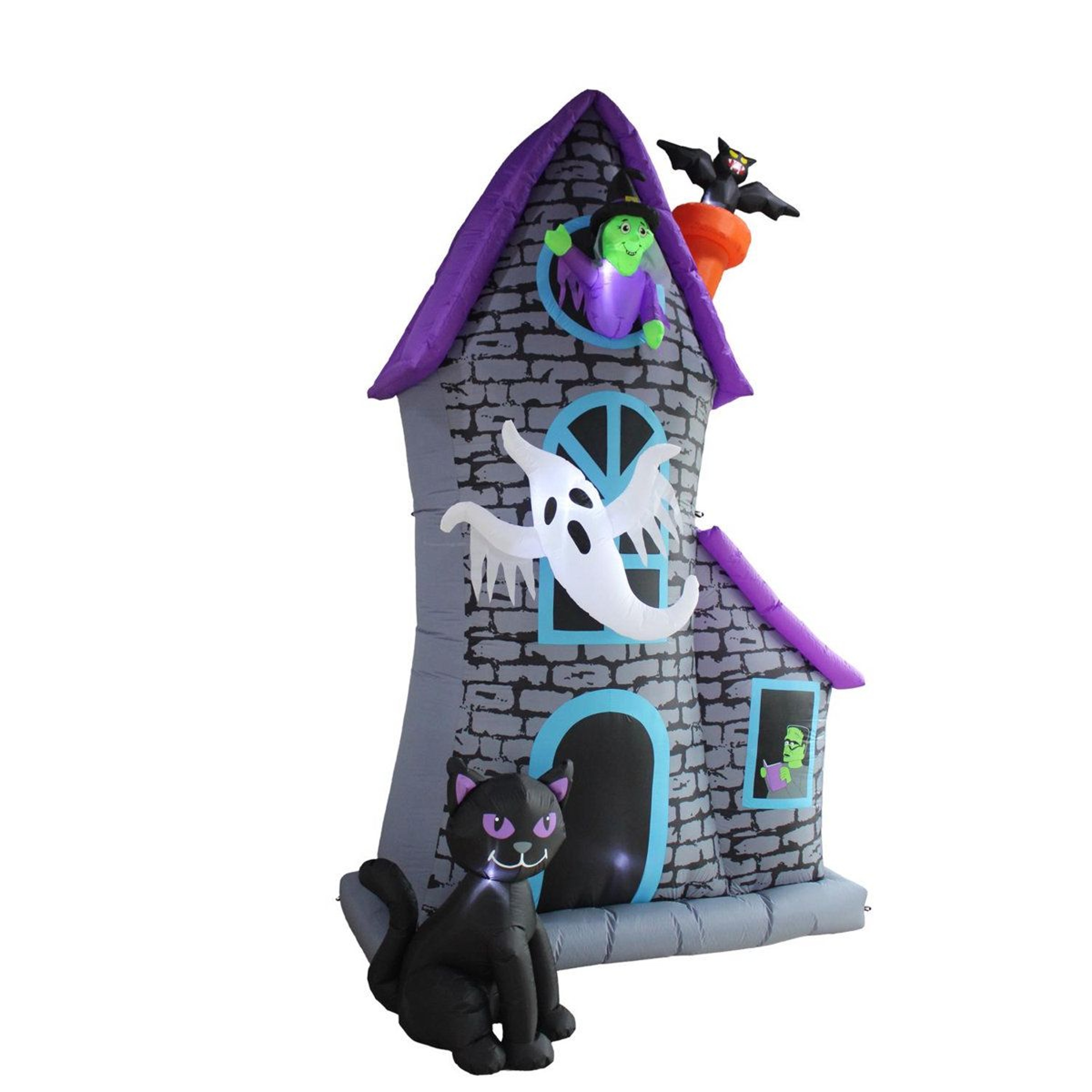 Prelit Haunted House Halloween Inflatable With Spooky Characters 0