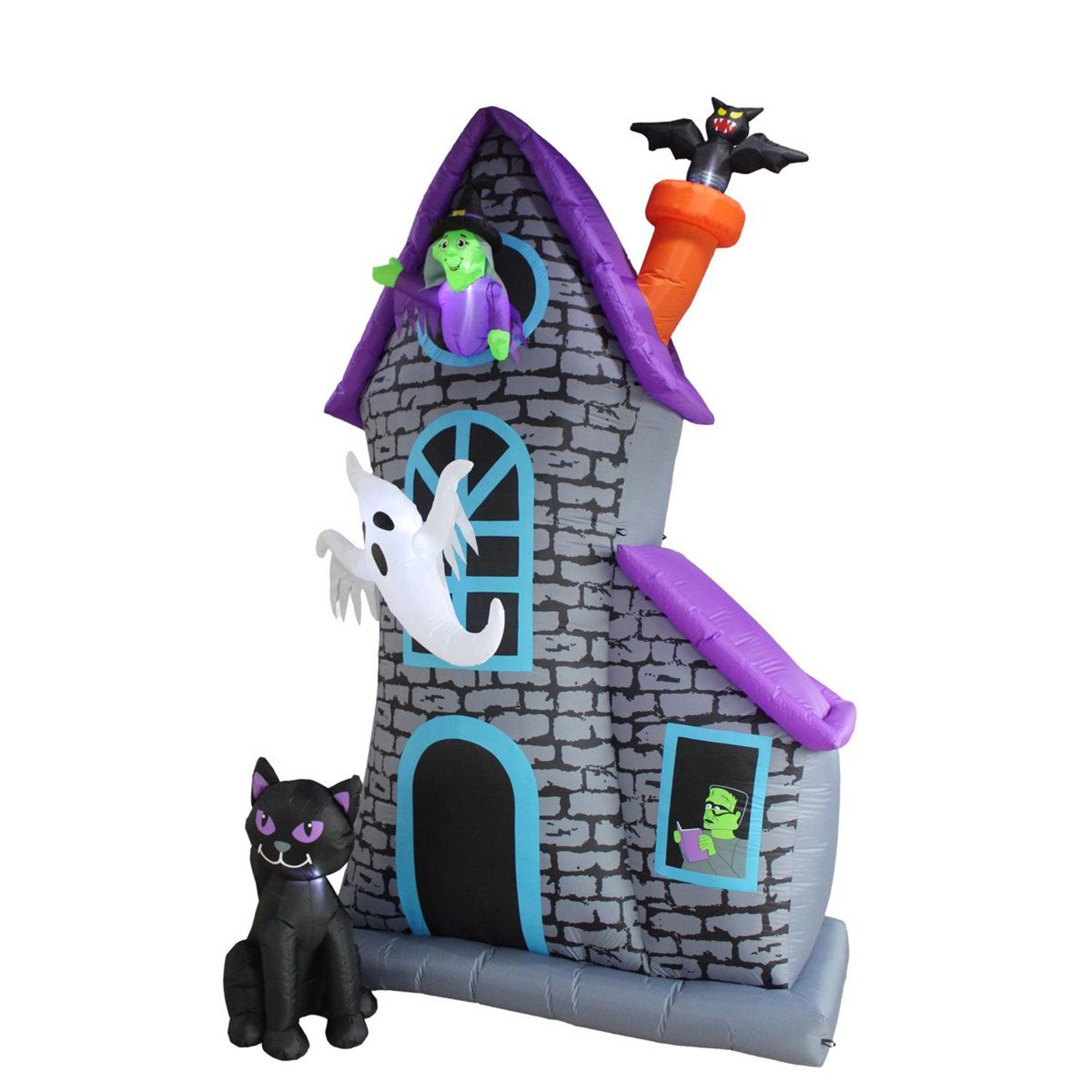 Prelit Haunted House Halloween Inflatable With Spooky Characters 4