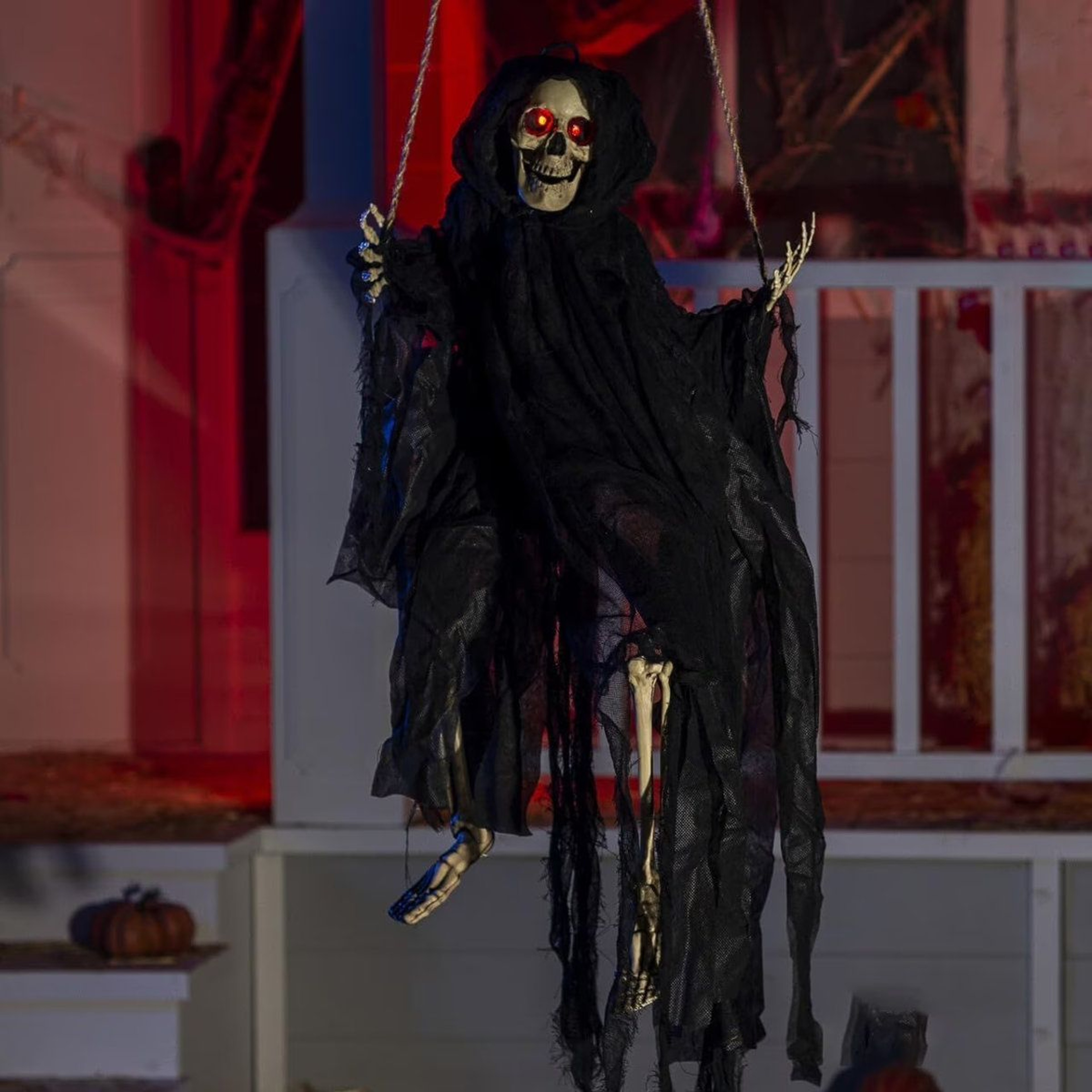 Hanging Halloween Ghost And Skeleton Decorations With LED Glowing Eyes 5