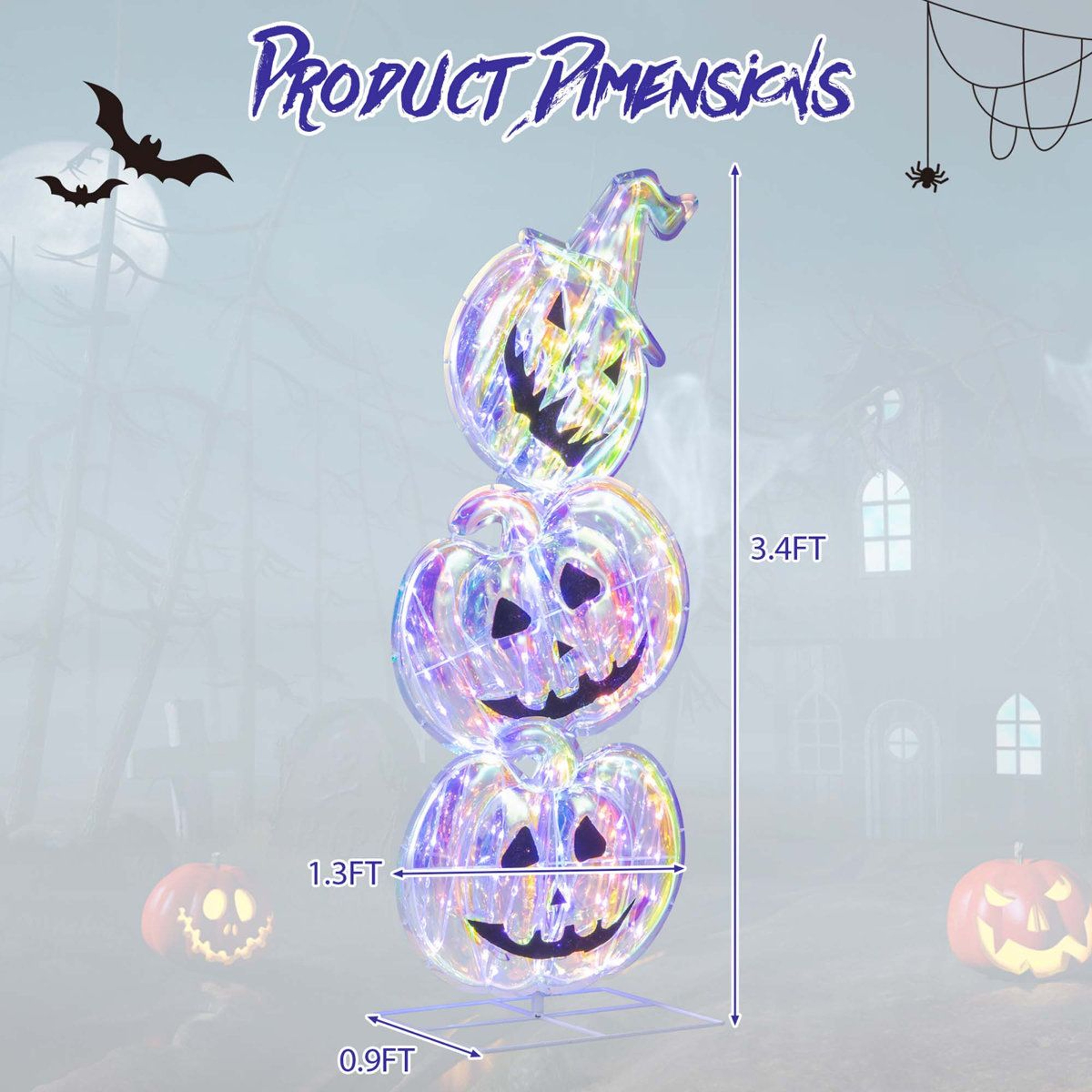 Lighted Stacked Pumpkins Halloween Yard Decoration With LED Lights 2