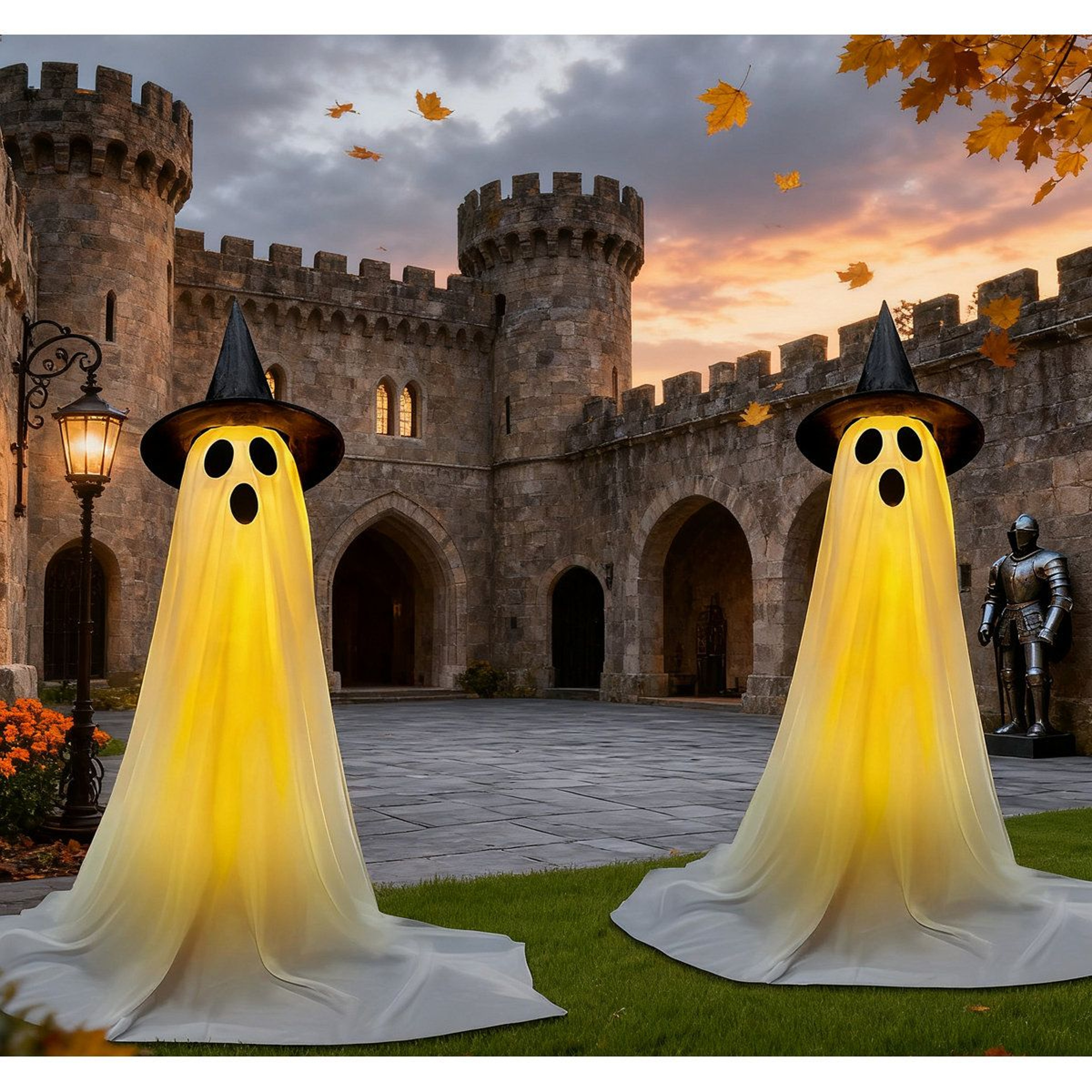 Remote Control Ghost String Lights With Witch Hats Halloween Outdoor Decor 4