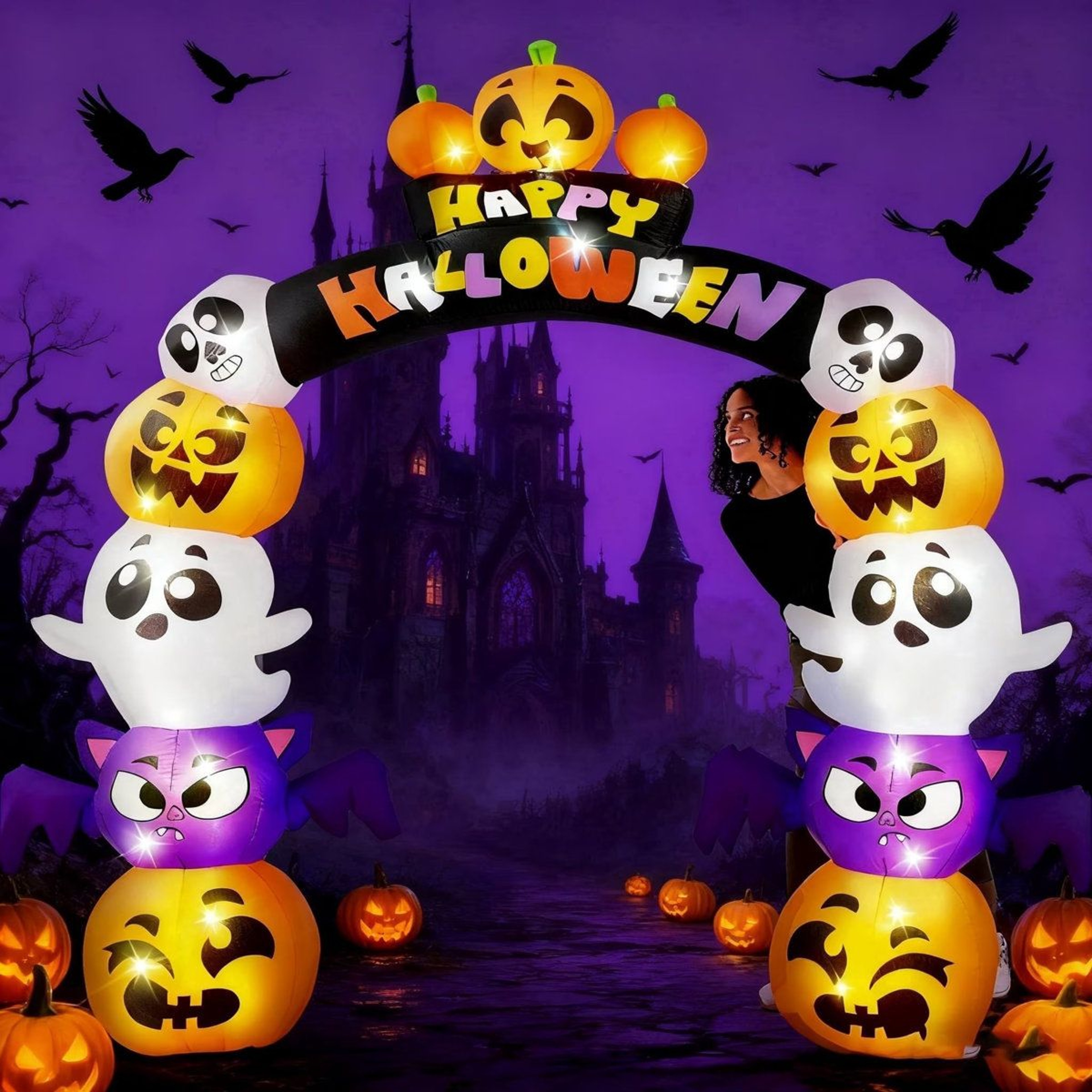 Polyester Halloween Inflatable Archway With LED Lights 0