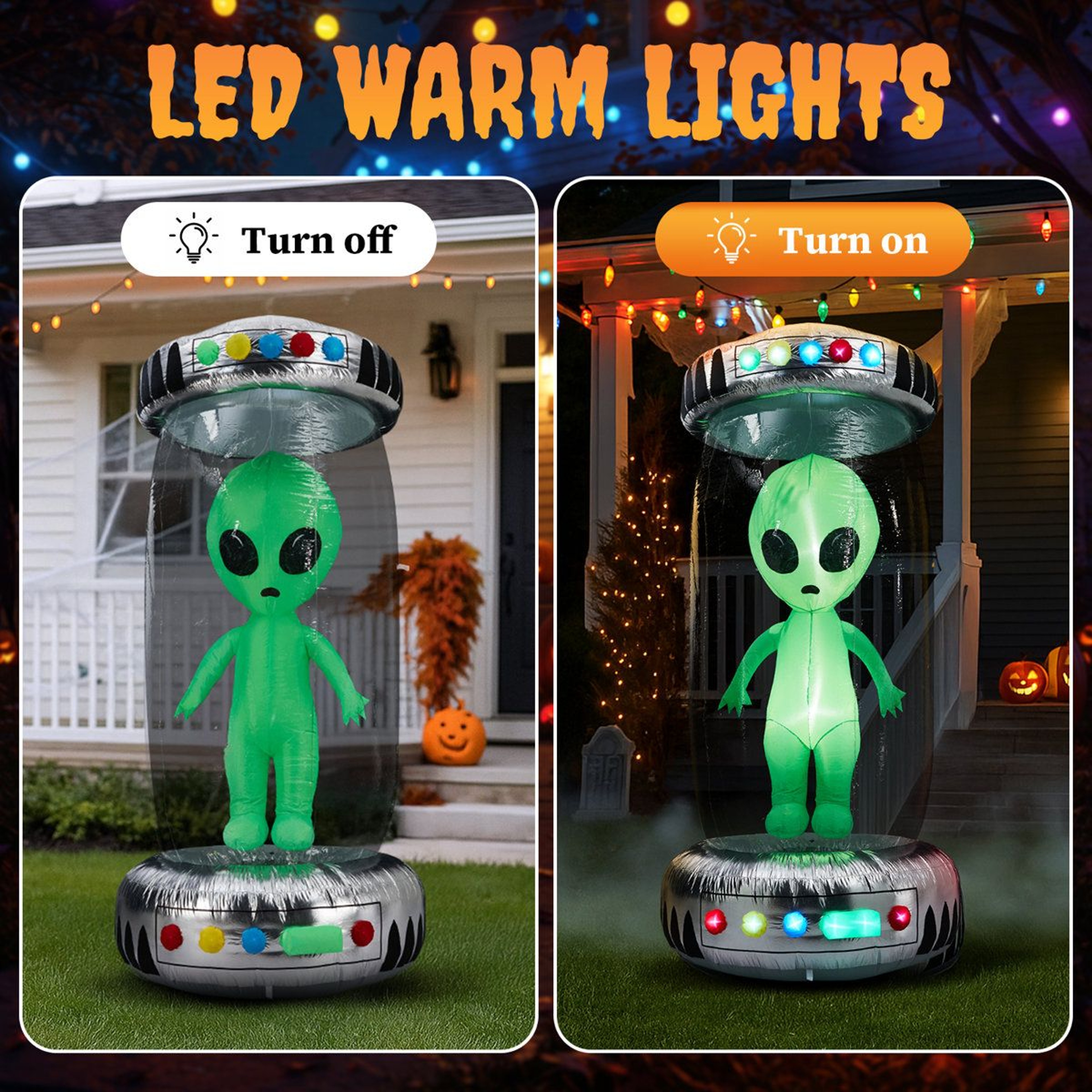 Halloween Inflatable UFO With Alien Outdoor Lighted Decoration 1