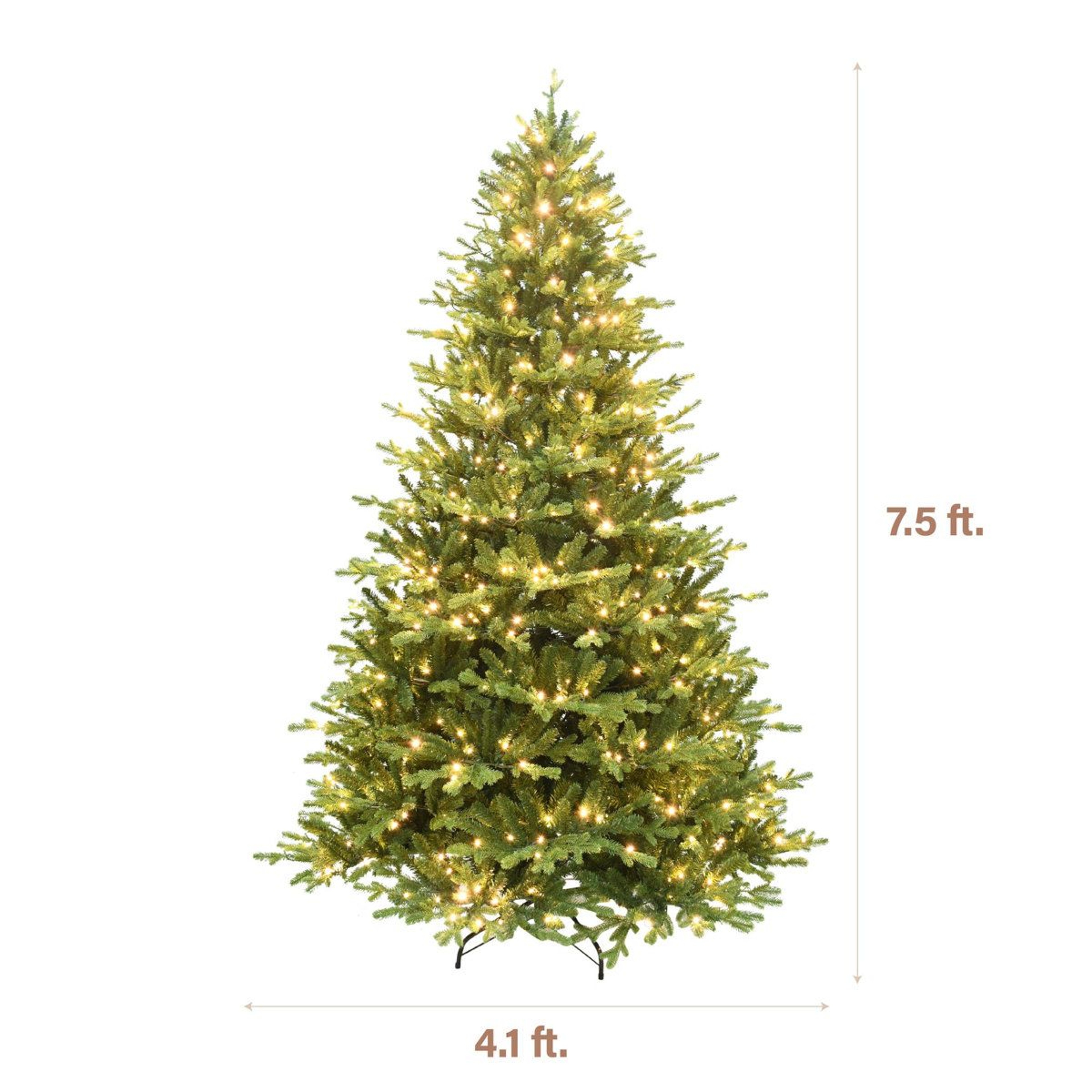 Pre Lit Artificial Christmas Tree With Warm White LED Lights And Hinged Branches 6