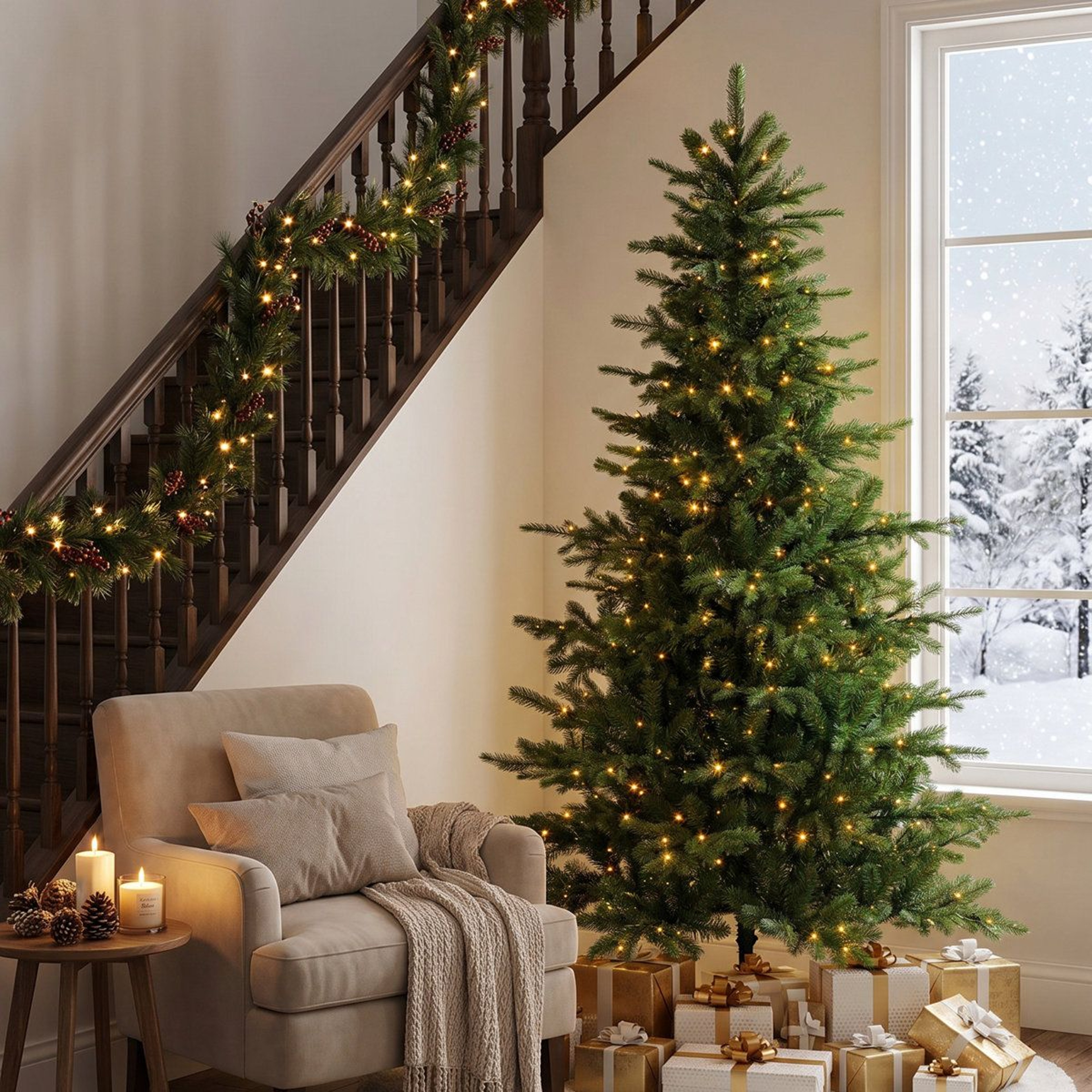 Pre Lit Artificial Christmas Tree With LED Lights And Remote Control 5