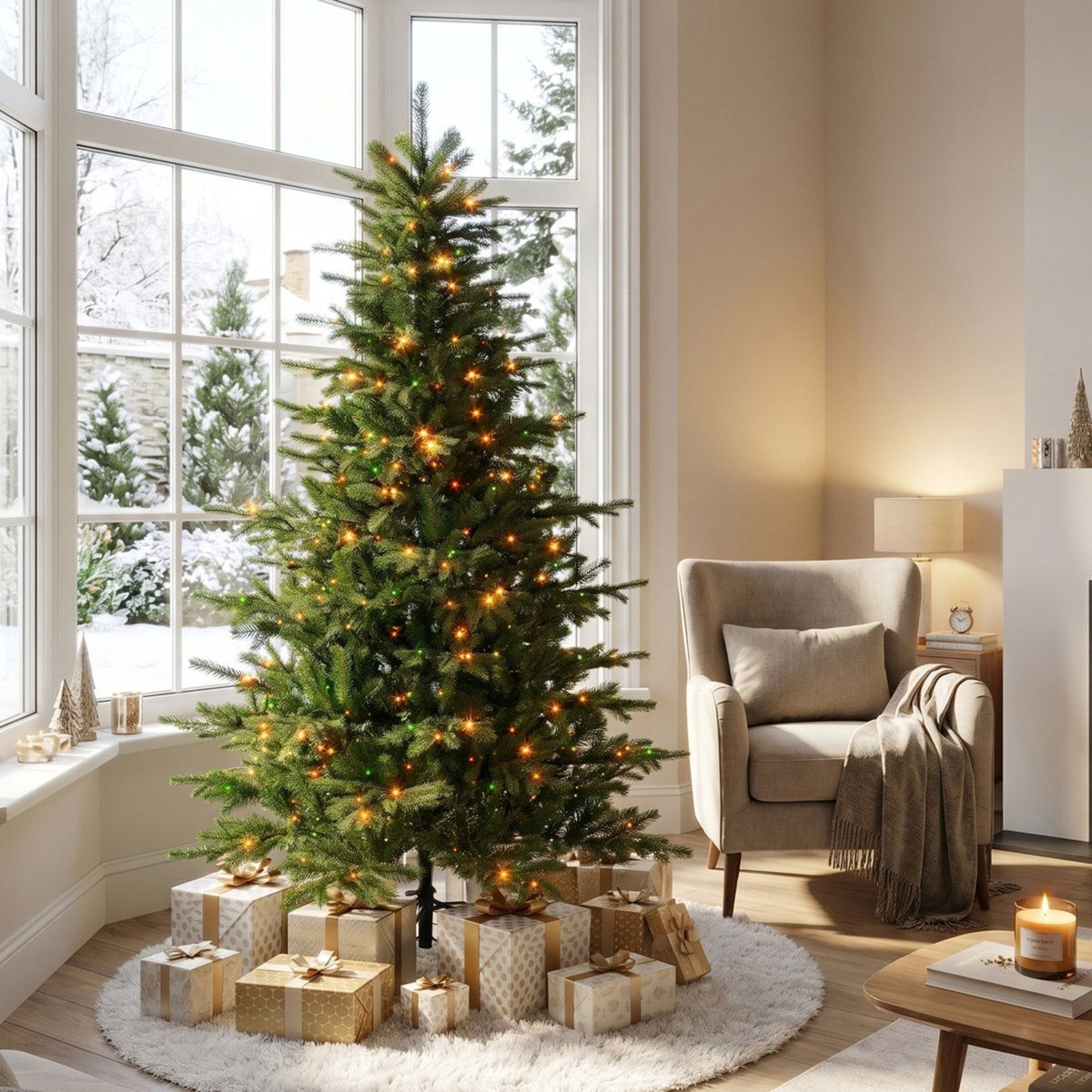 Pre Lit Artificial Christmas Tree With LED Lights And Remote Control 6
