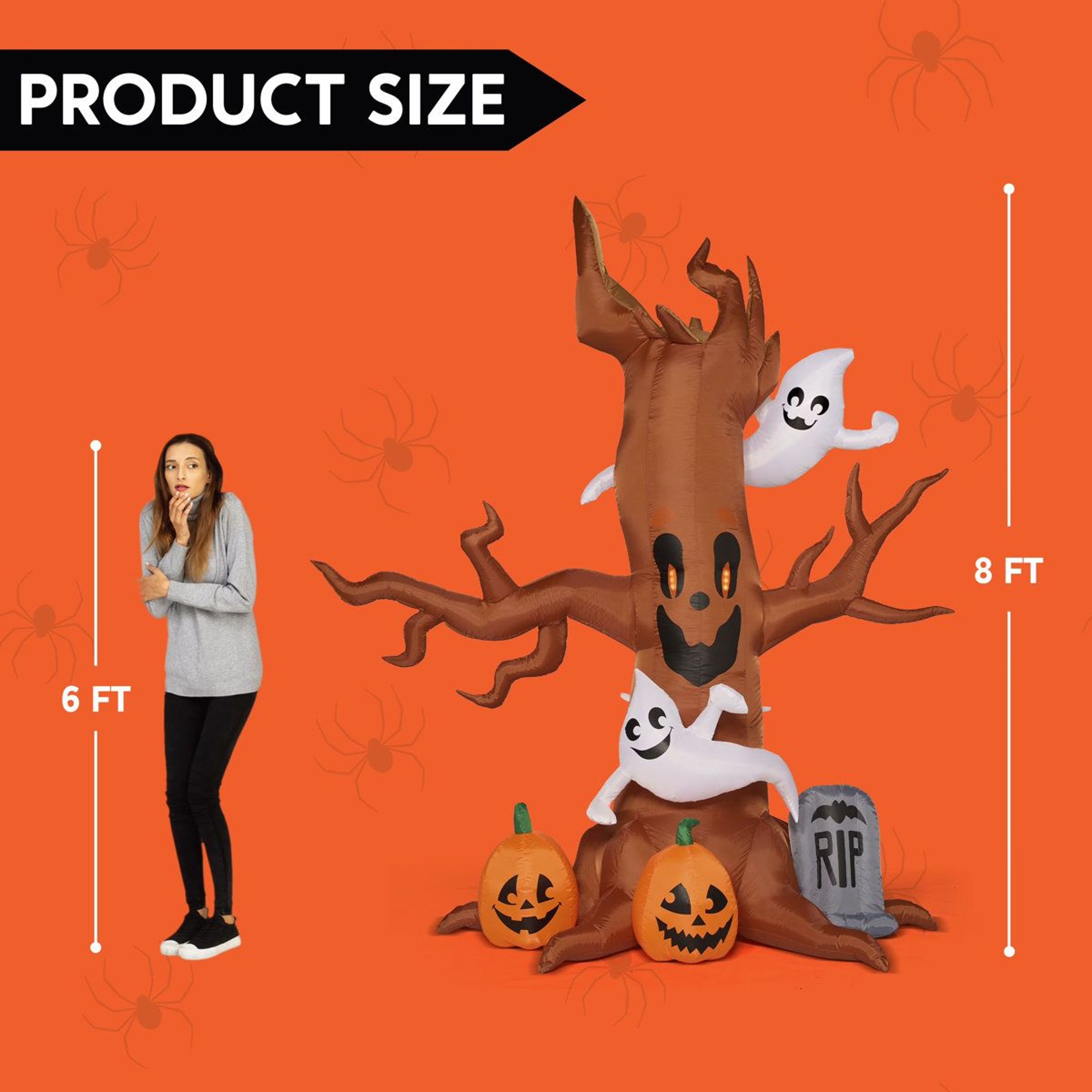 Halloween Inflatable Scary Tree With Ghost Pumpkin And LED Lights 3