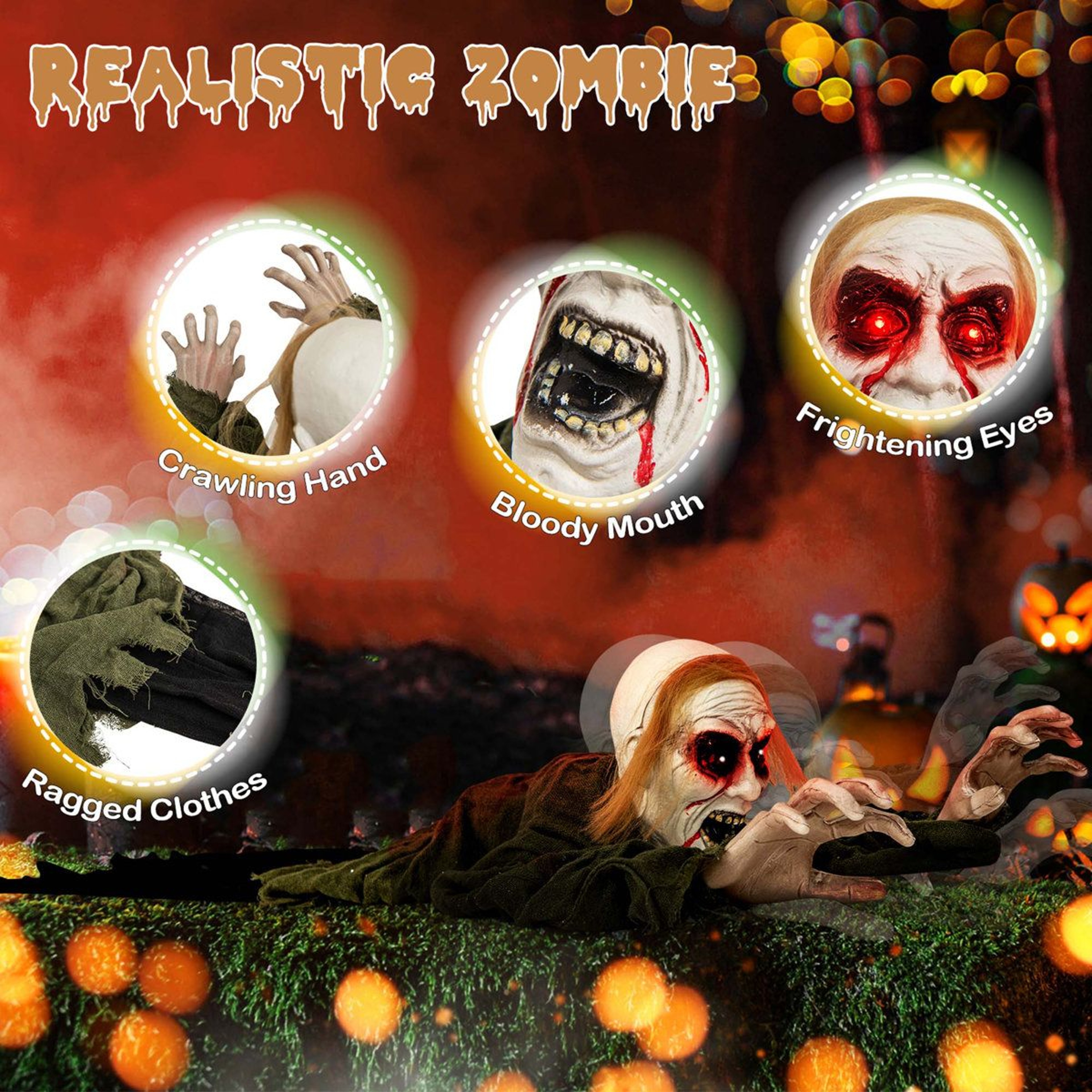 Animated Halloween Ghost Garden Stake With LED Lights 2