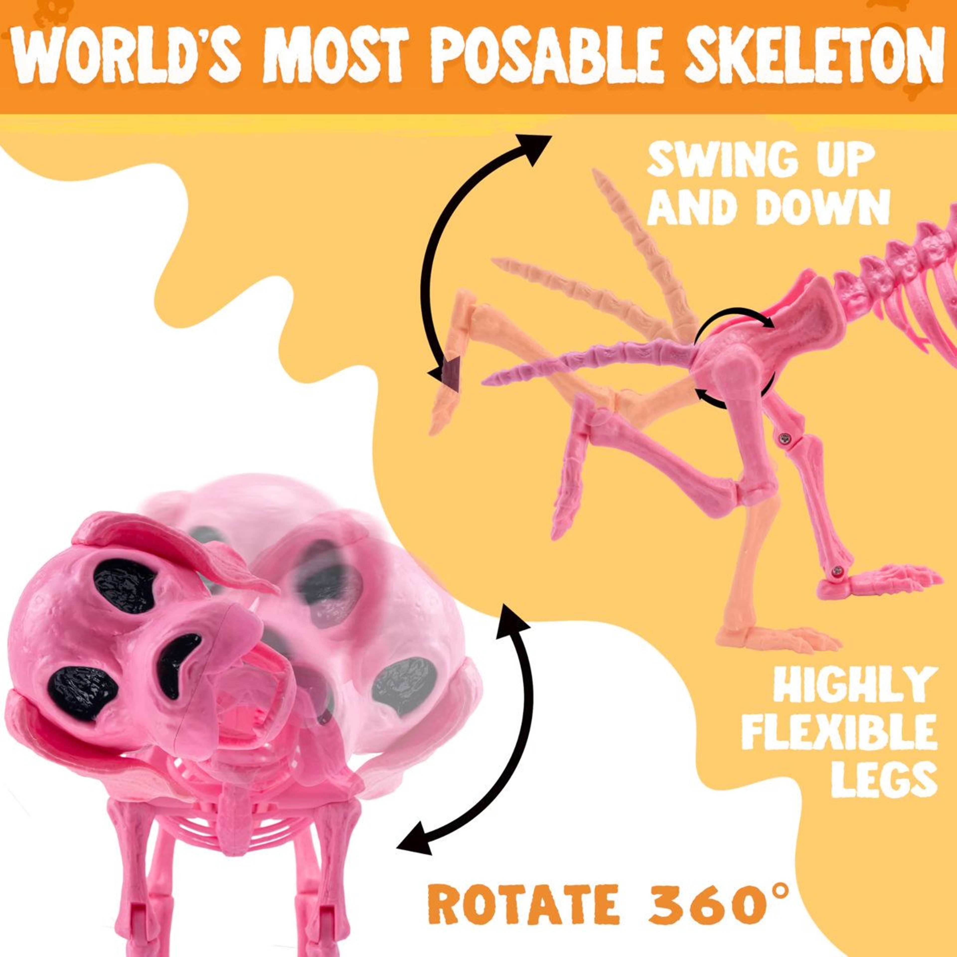 Posable Pink Dog Skeleton Halloween Figurine Decoration 2
