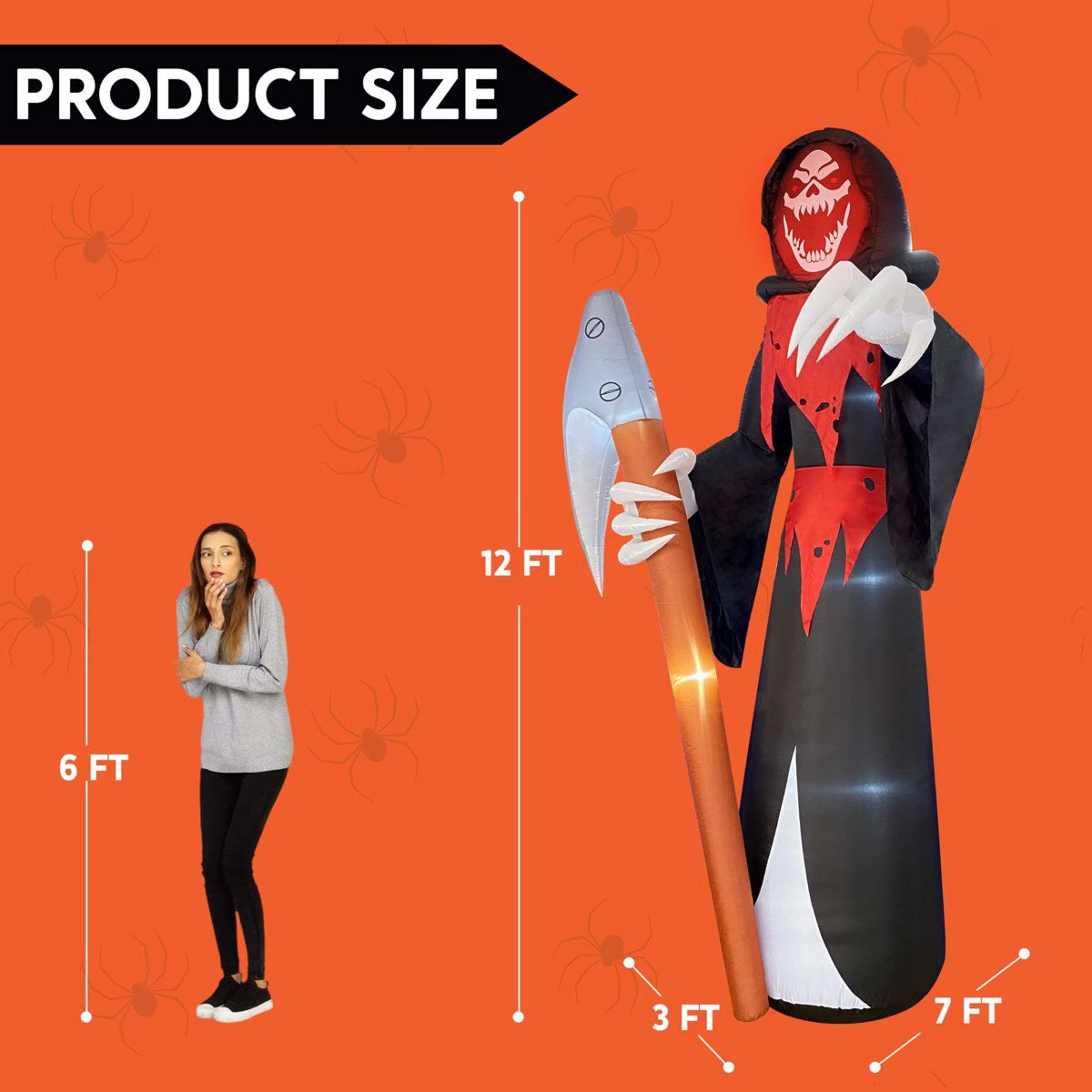 Halloween Inflatable Grim Reaper Decoration With LED Lights 3