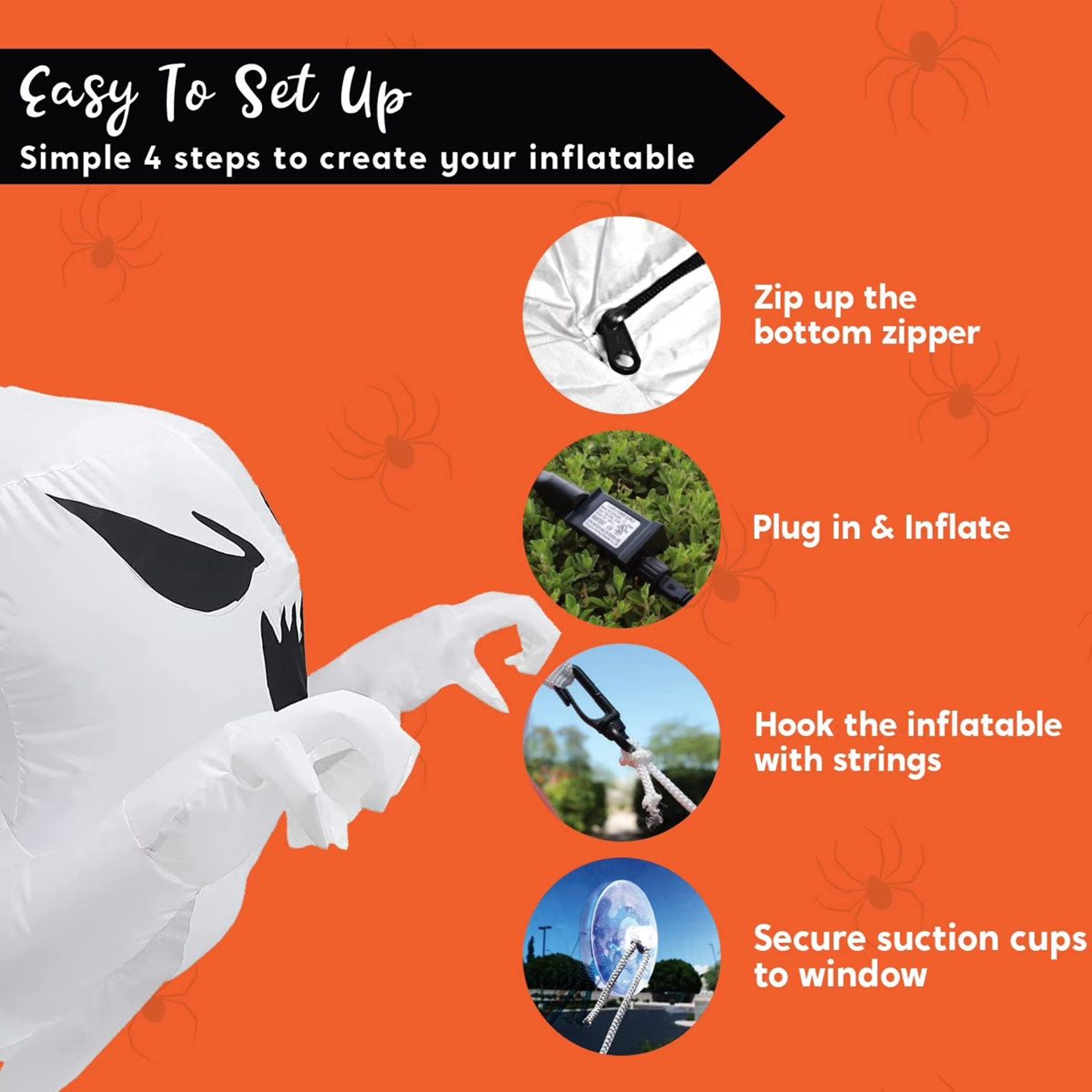 Halloween Inflatable Scary Flying Ghost Decoration With Light 3