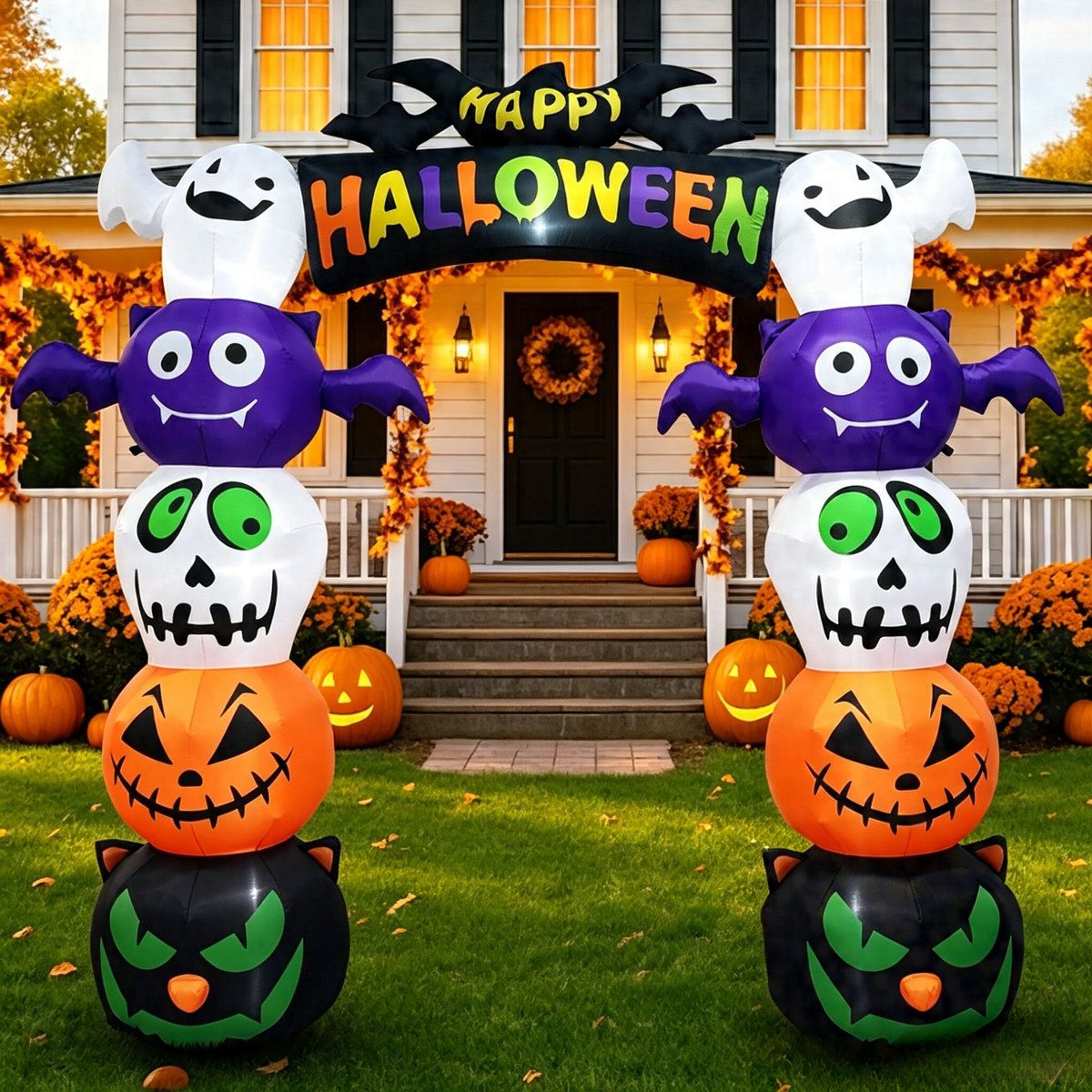 Halloween Inflatable Arch With LED Lights And Spooky Character Decorations 0