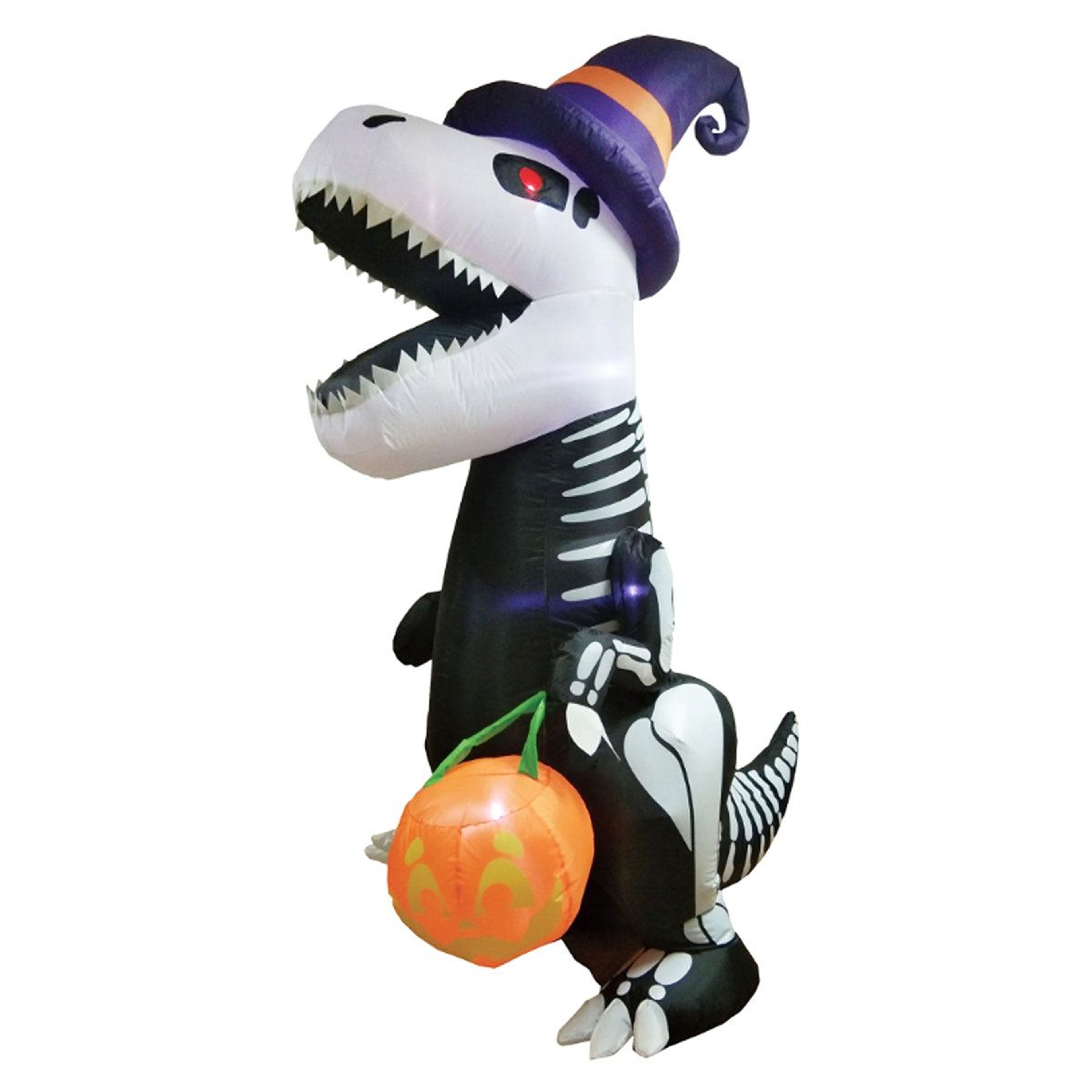 Halloween Inflatable Skeleton Dinosaur With Pumpkin And LED Lights For Outdoor Yard Decoration 0