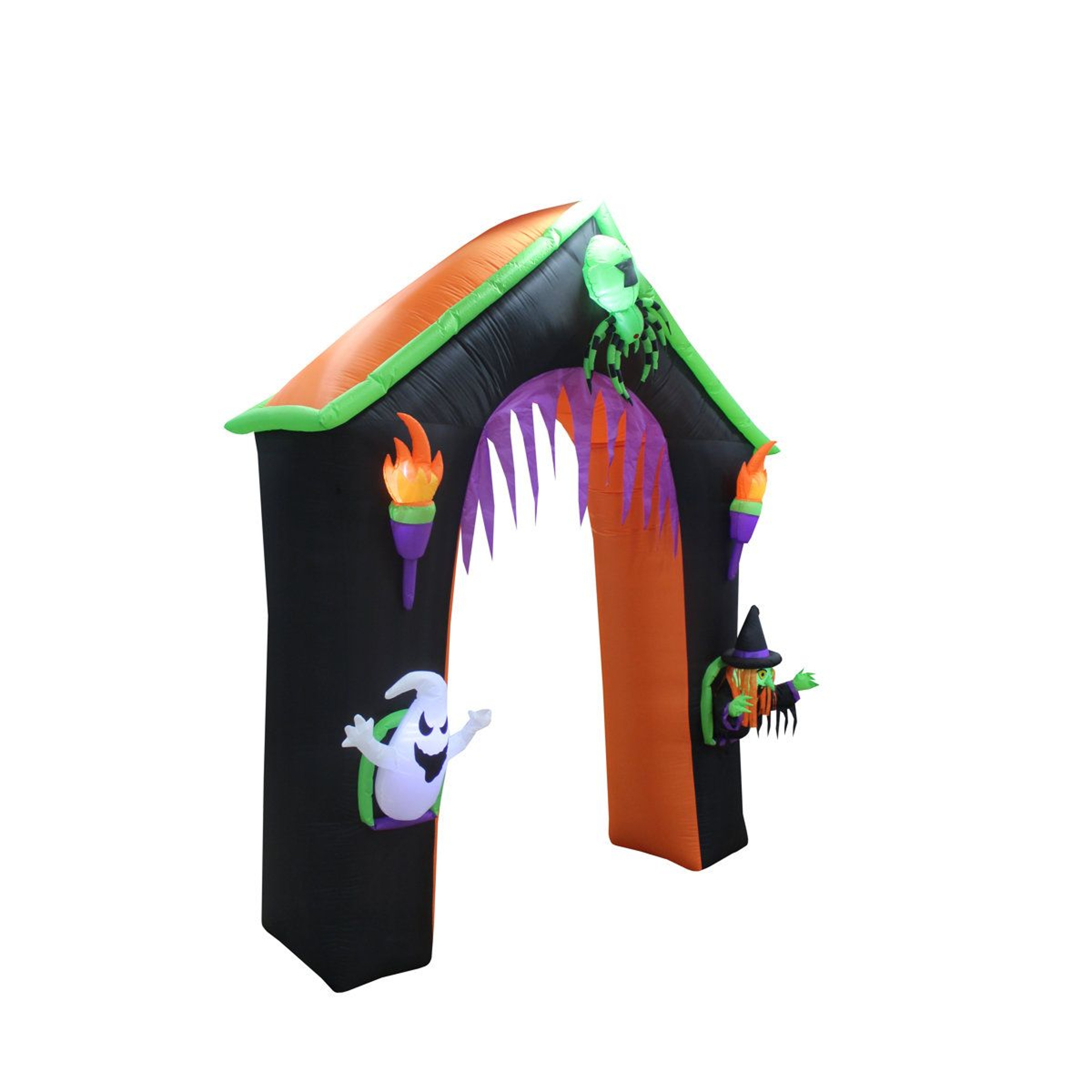 Lighted Halloween Inflatable Haunted Castle Archway With Ghost Witch And Spider 0