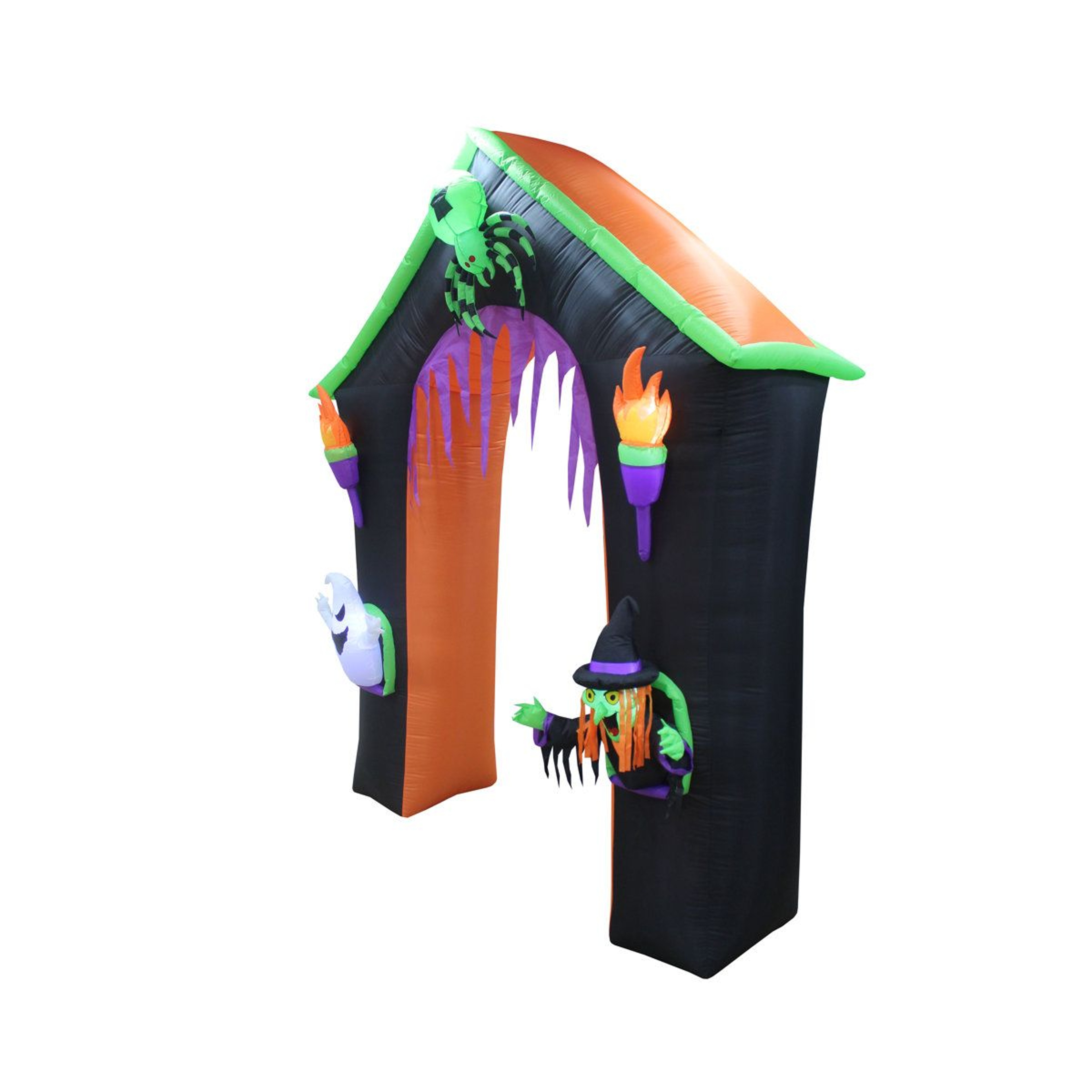 Lighted Halloween Inflatable Haunted Castle Archway With Ghost Witch And Spider 2
