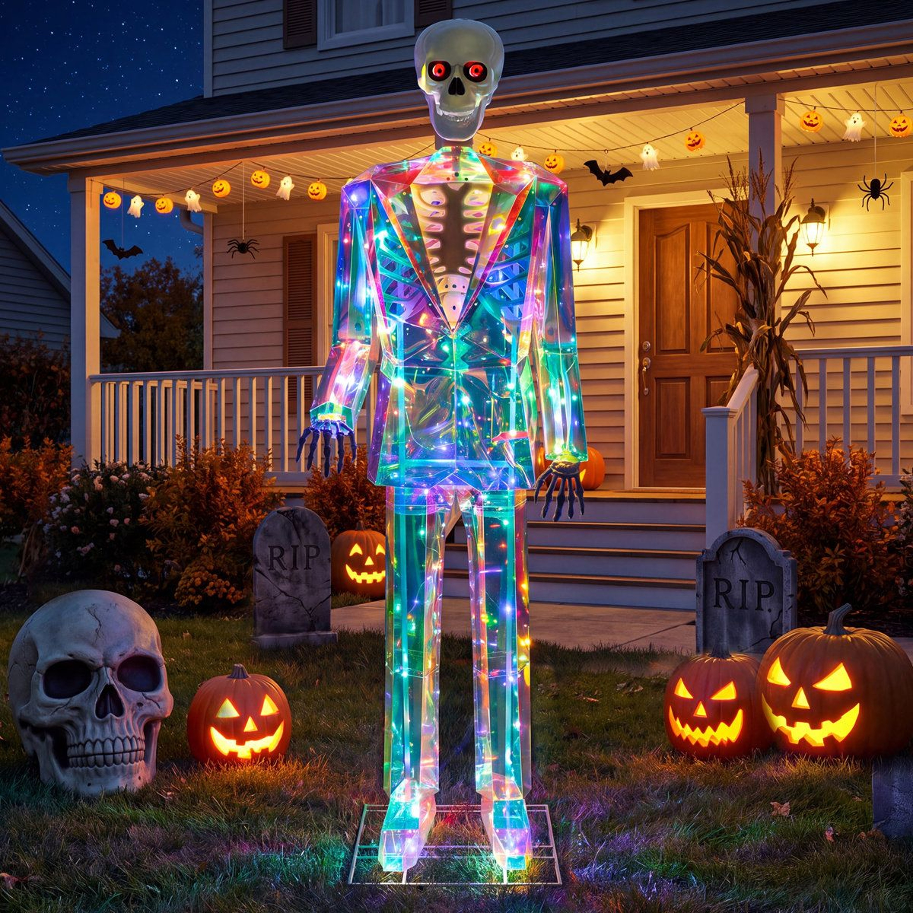 LED Halloween Skeleton Decoration With Multicolor Lights 5