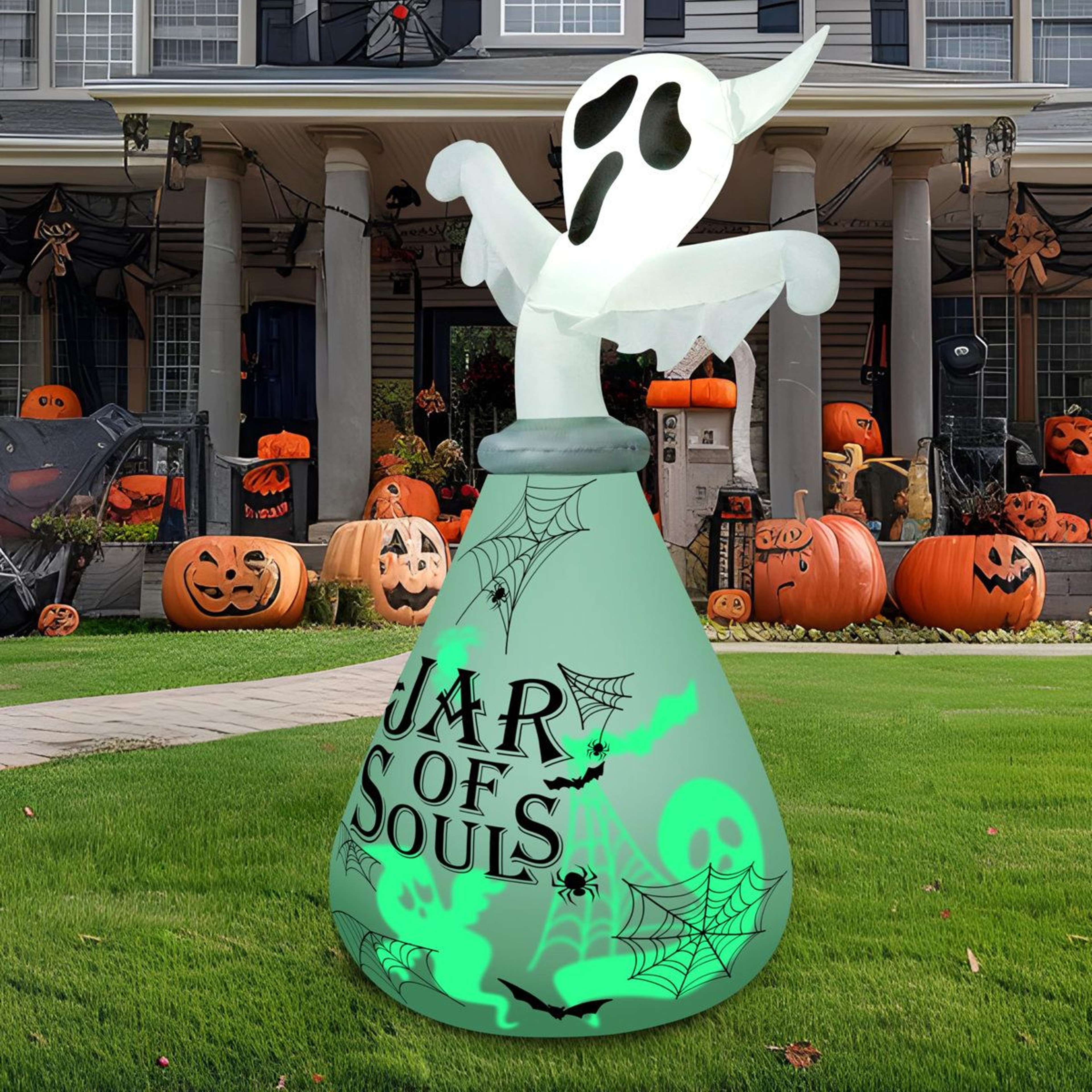 Halloween Inflatable Ghost Decoration With Green LED Lighting 0