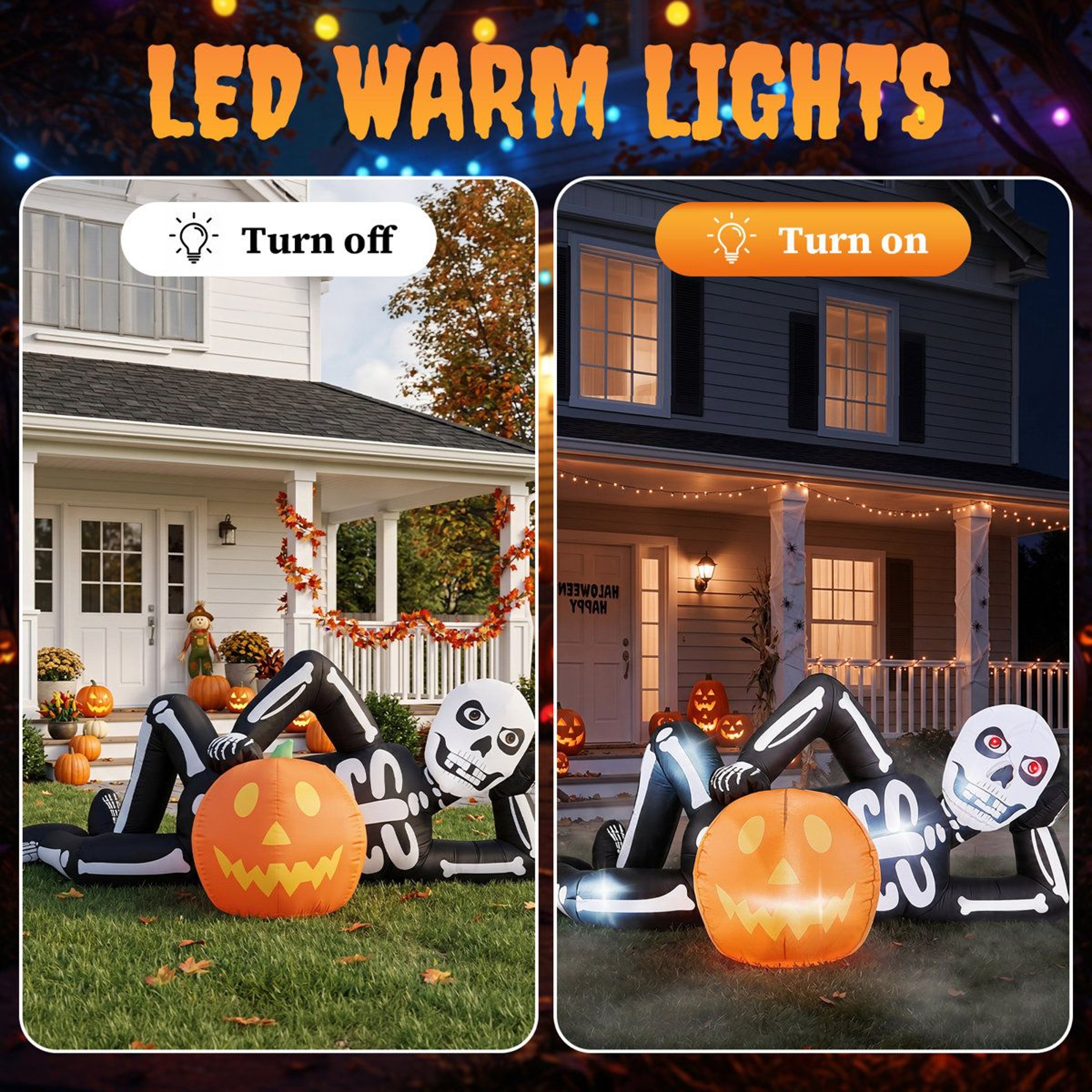 Halloween Inflatable Lying Skeleton With LED Lights 4