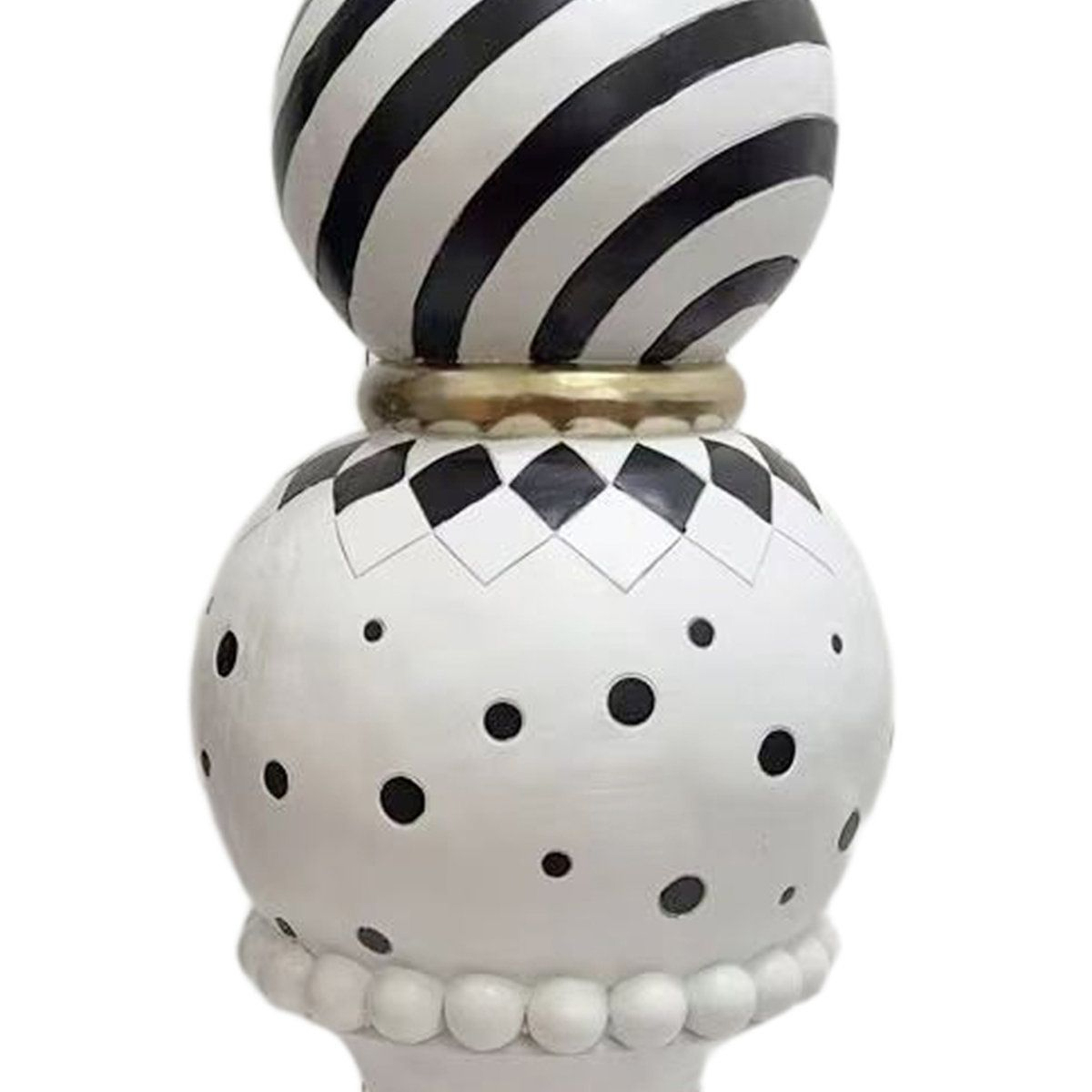 Halloween Finial Decoration With Polka Dot Checkerboard And Swirl Patterns 1
