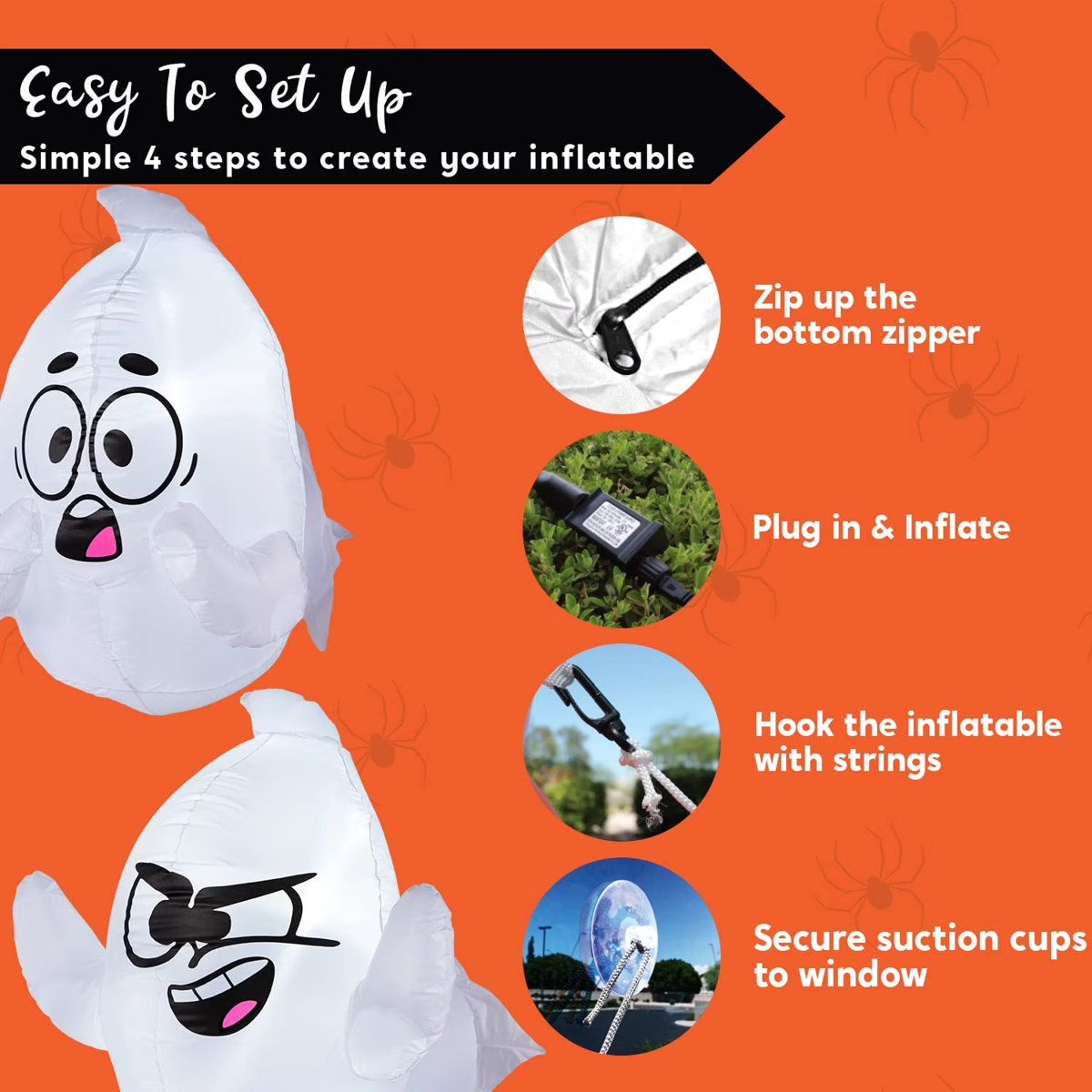 Halloween Inflatable Ghost Window Decorations With LED Lights 3