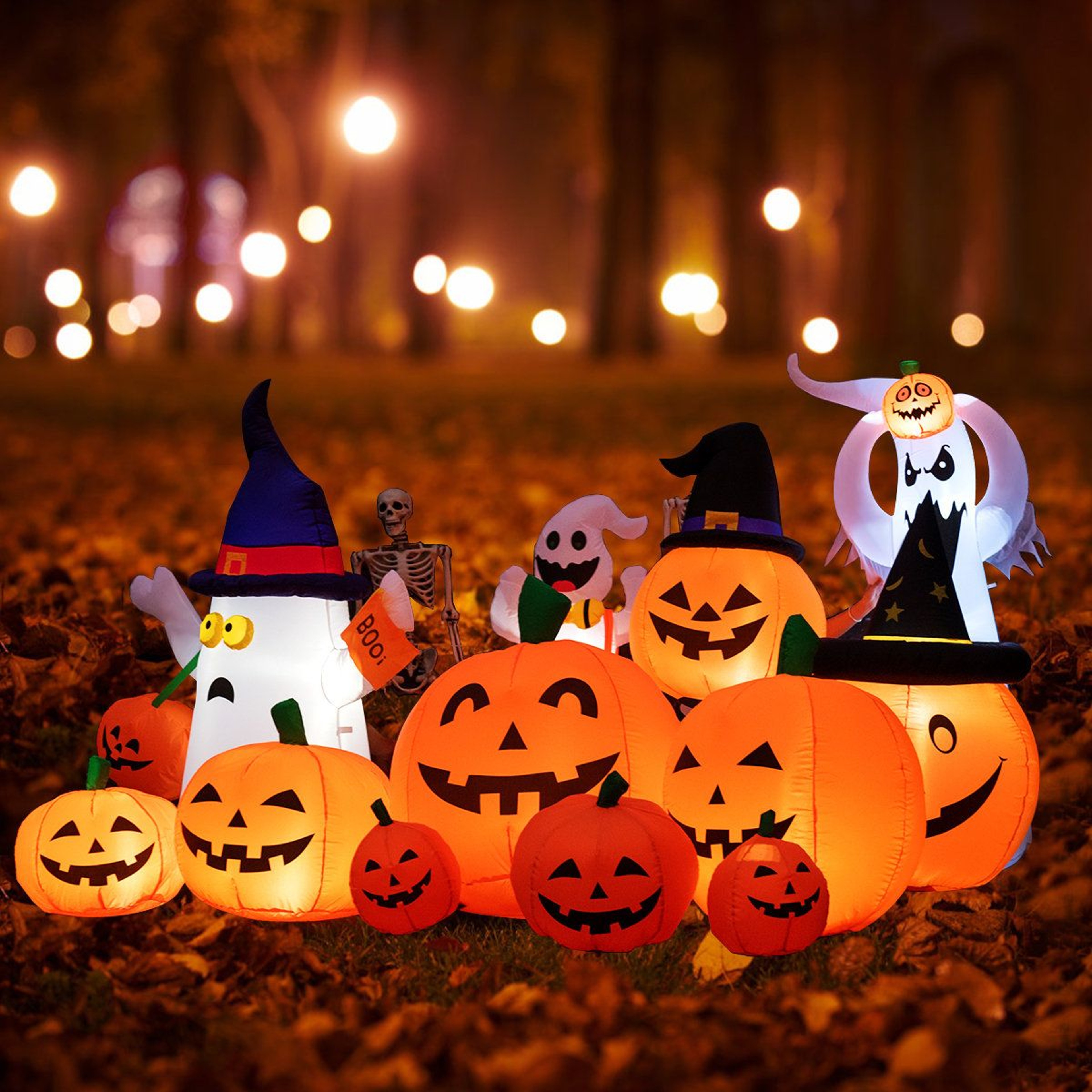 LED Inflatable Halloween Jack O Lantern Outdoor Decoration With Weather Resistant Polyester 5
