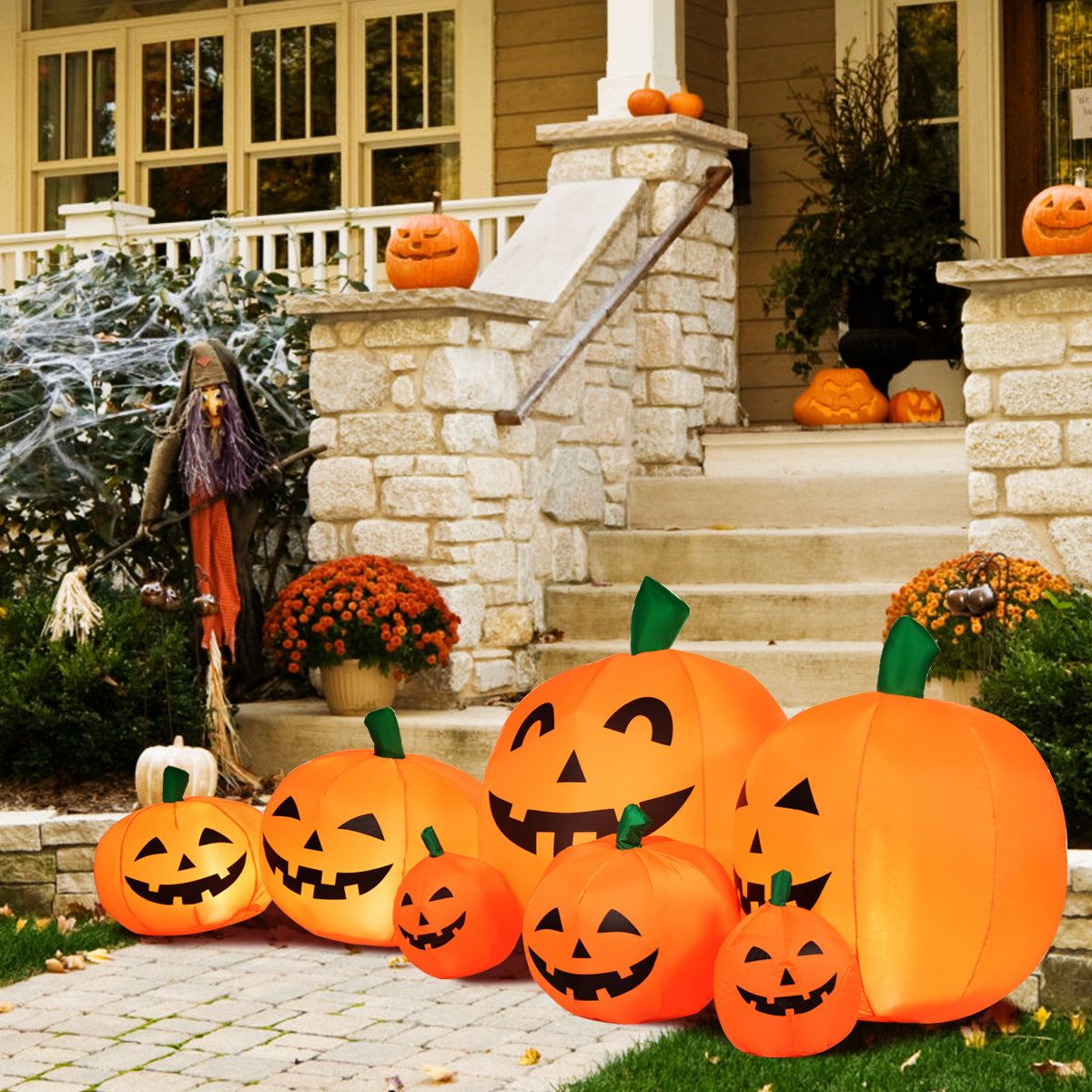 LED Inflatable Halloween Jack O Lantern Outdoor Decoration With Weather Resistant Polyester 0