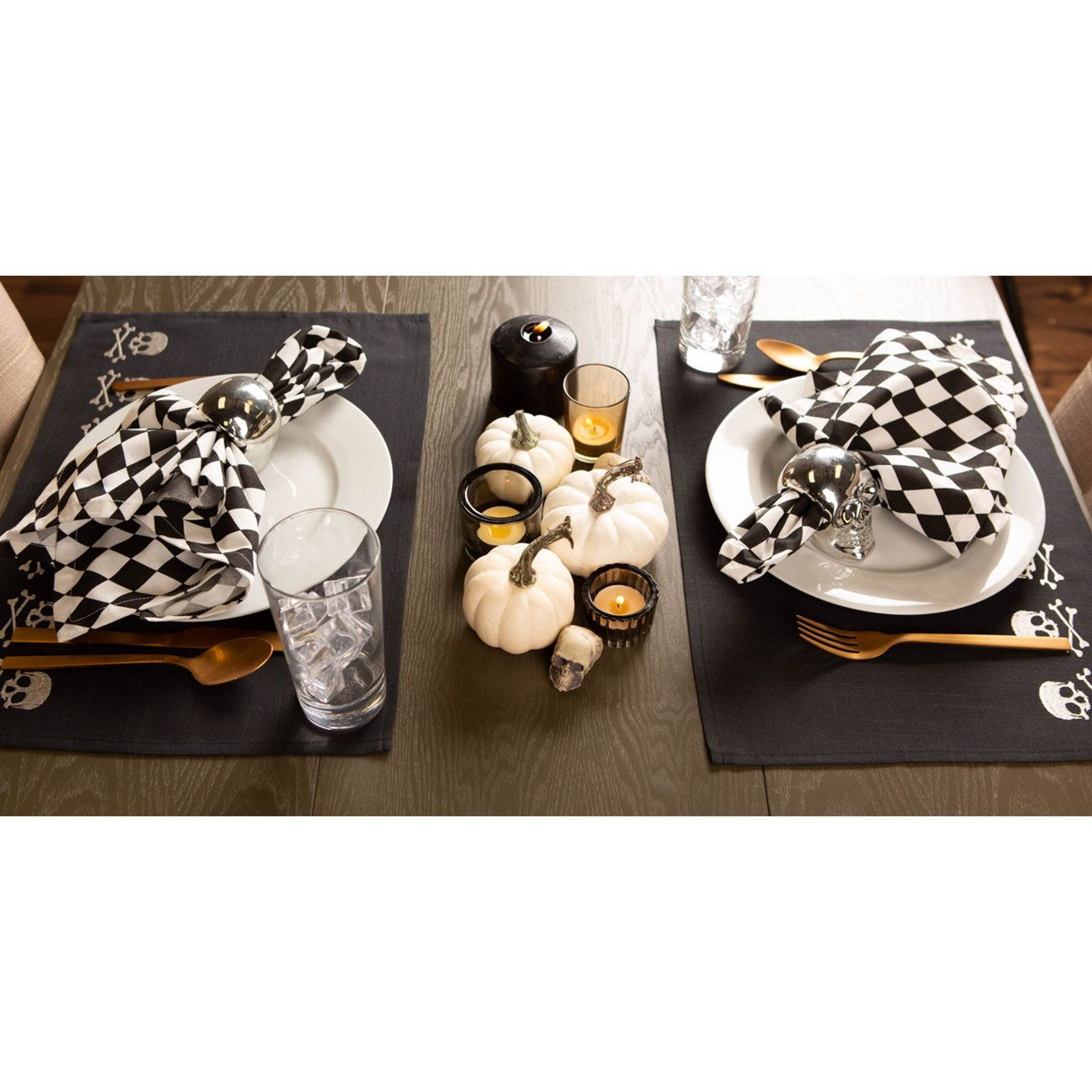 Black Skull Pattern Rectangular Placemats 1