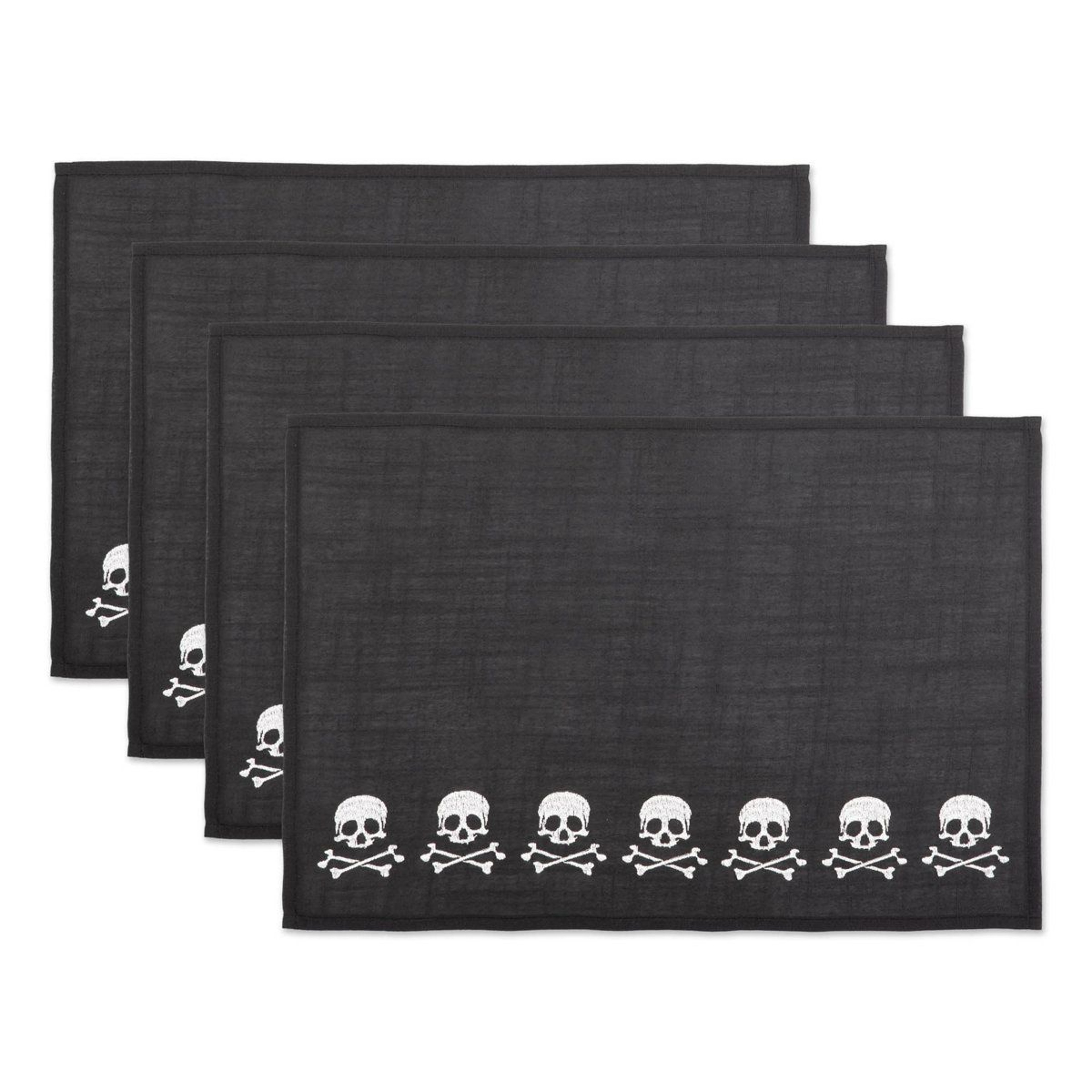 Black Skull Pattern Rectangular Placemats 0