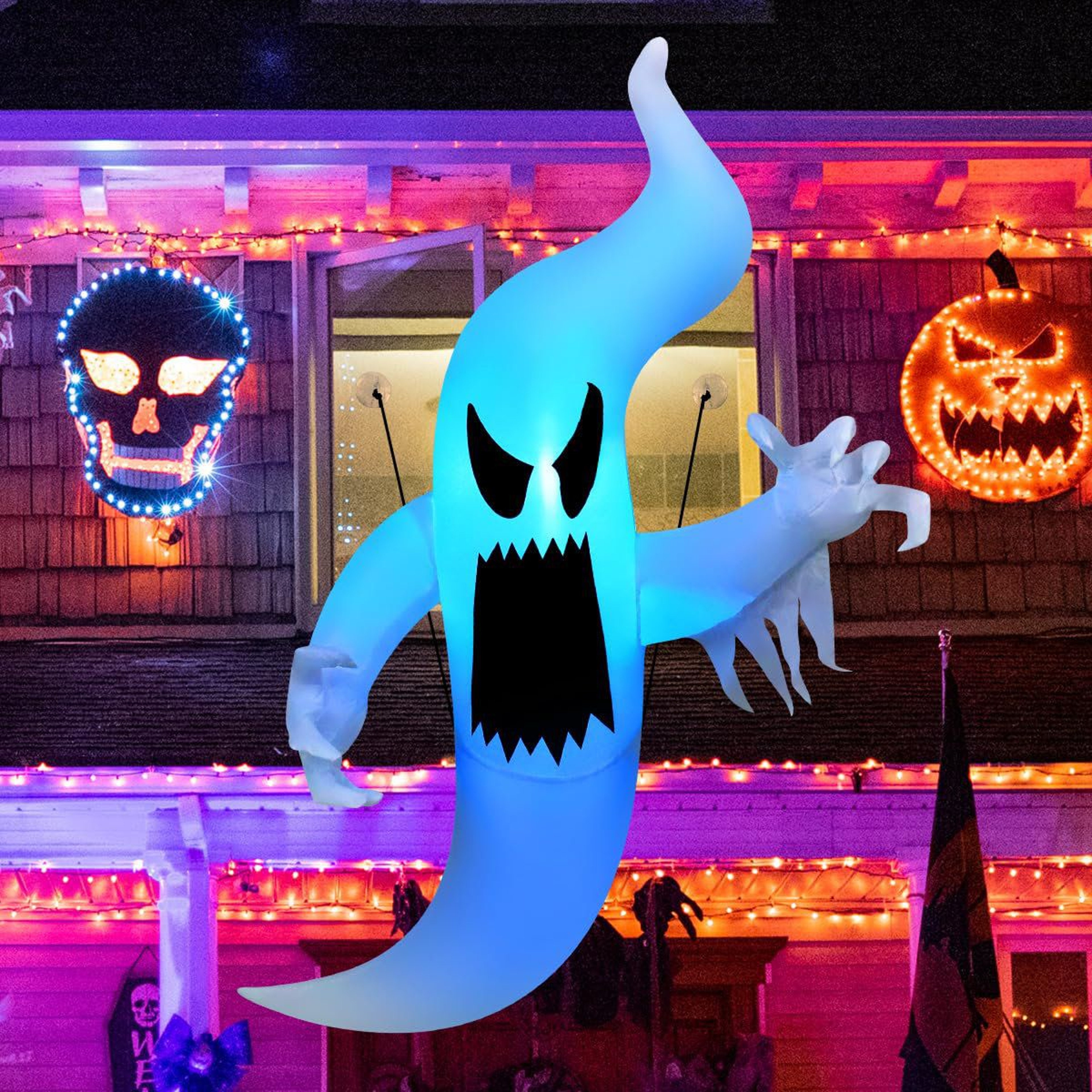 Hanging Halloween Inflatable Ghost With Multicolor LED Lights 0
