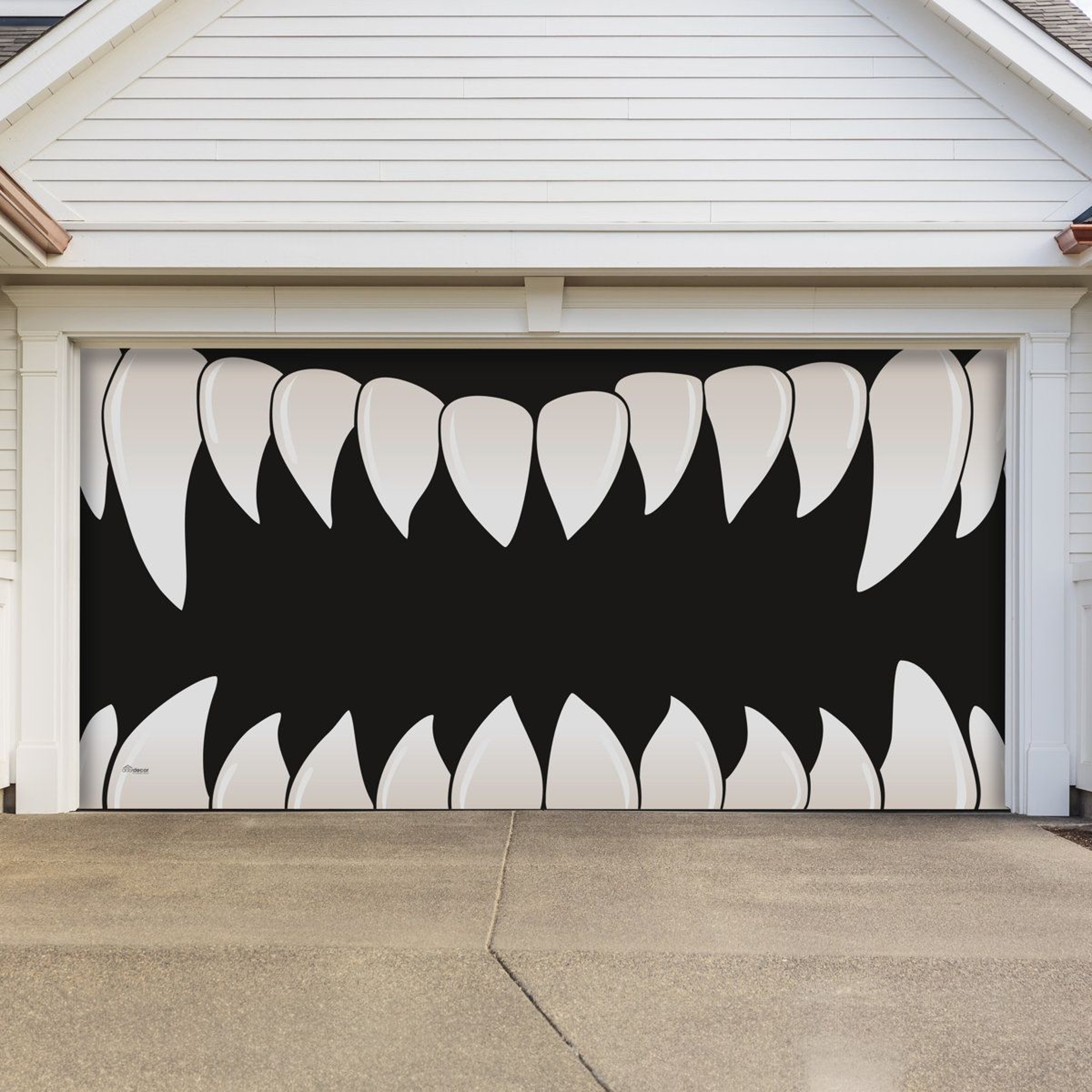 Scary Teeth Halloween Garage Door Banner Weather Resistant Outdoor Decoration 3