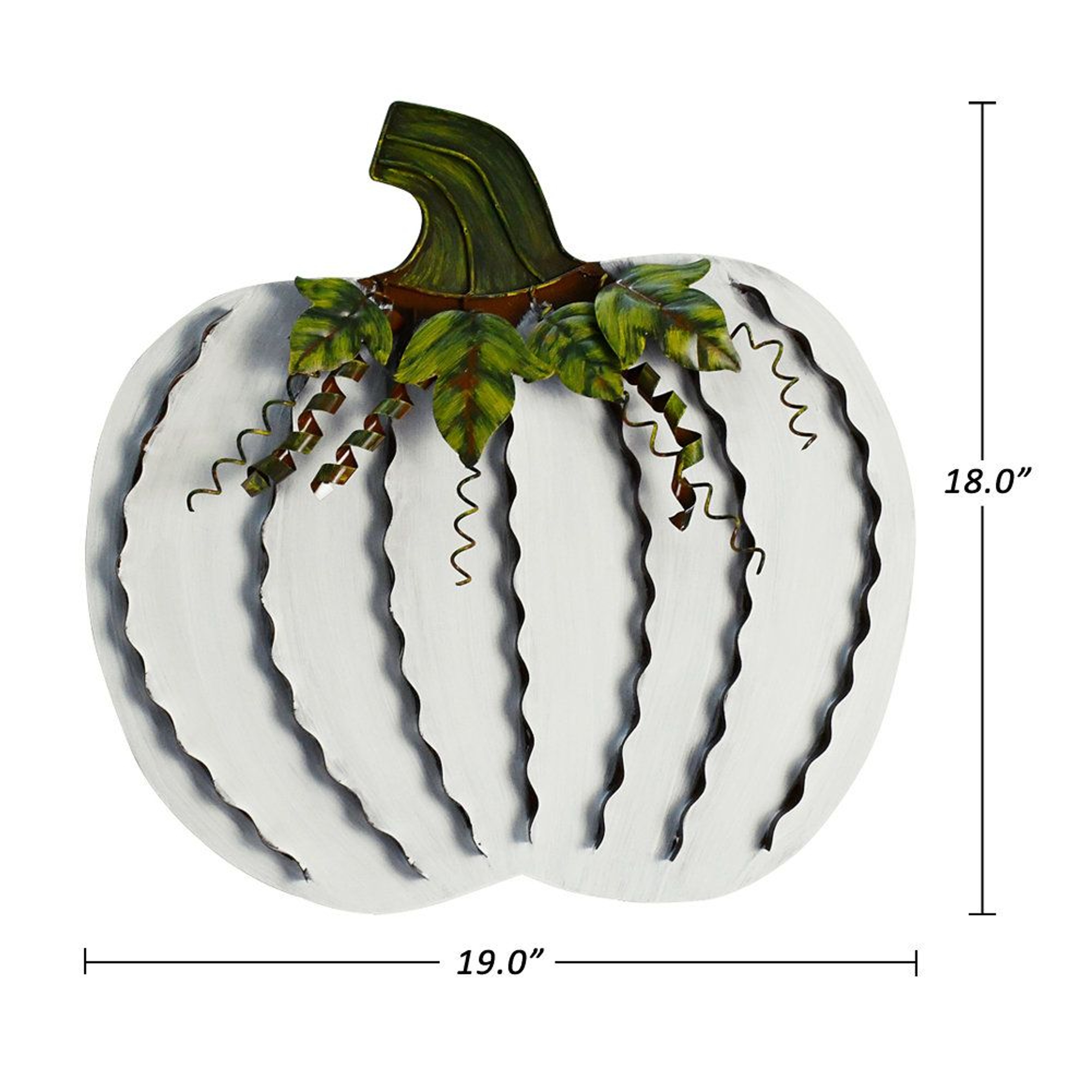 Freestanding Thanksgiving Pumpkin Metal Outdoor Decoration In White And Green 2