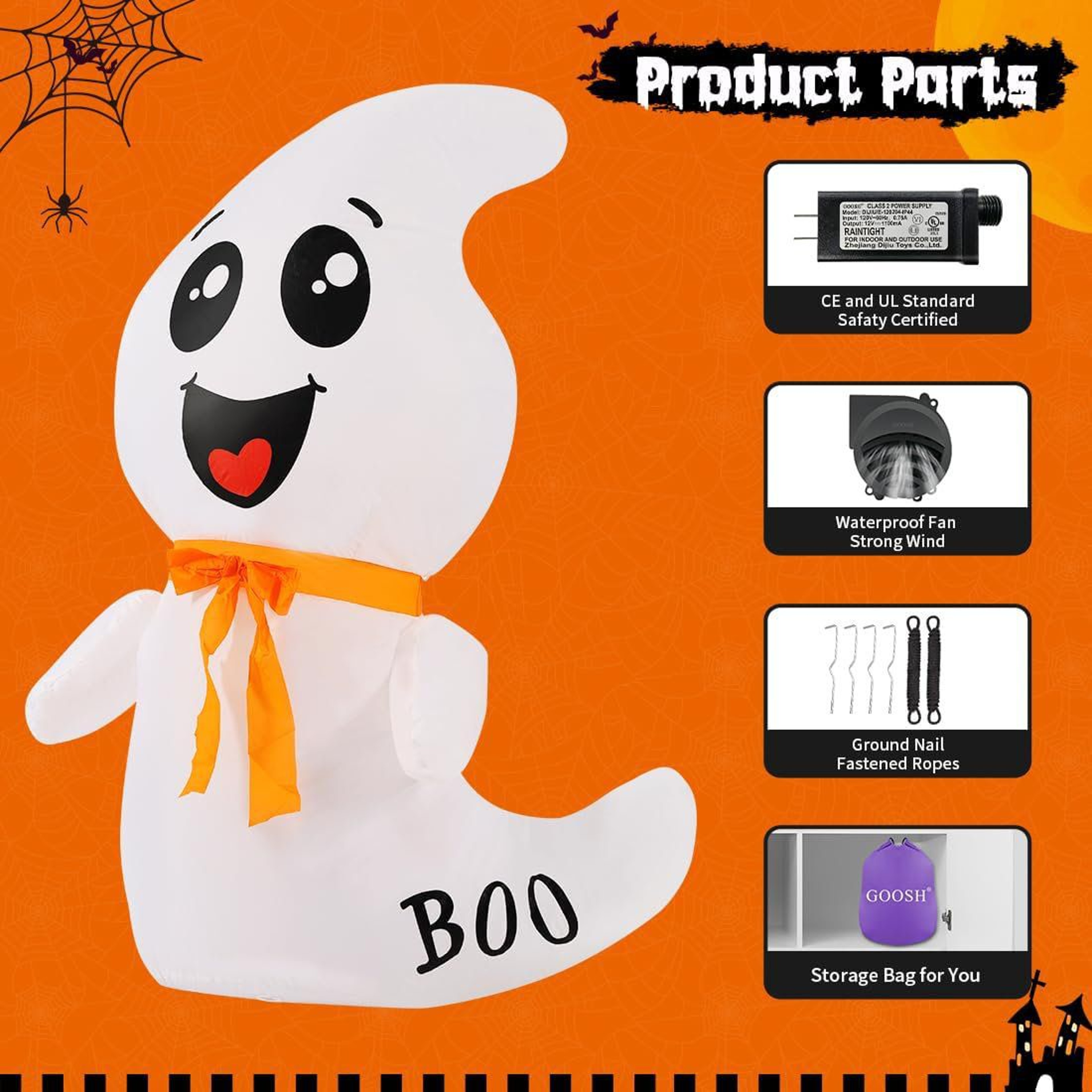 Halloween Inflatable Ghost With Built In LED Lights For Outdoor Decoration 1